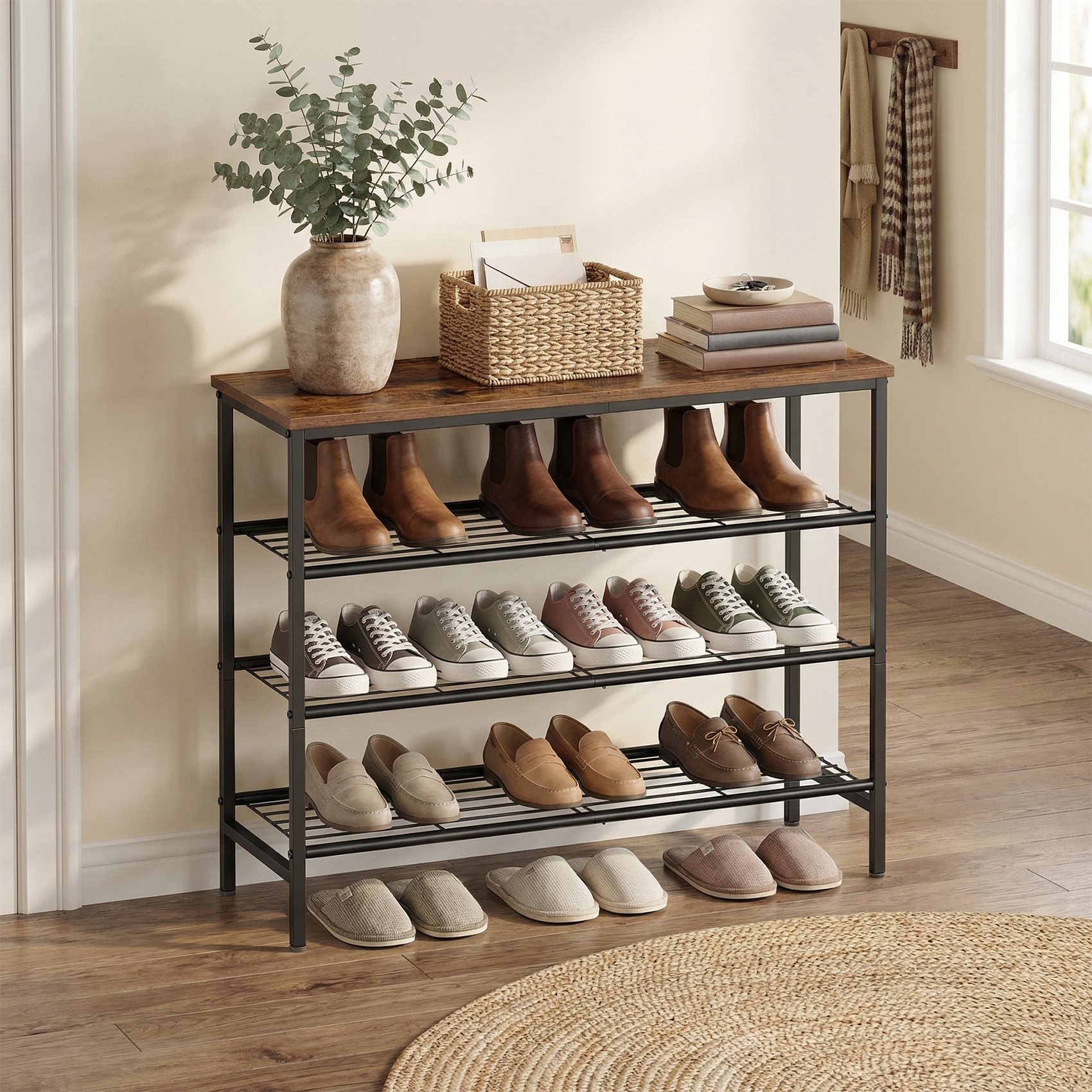VASAGLE Schuhregal, 4 Ebenen, 30 x 75 x 69 cm, für 12-16 Paar Schuhe