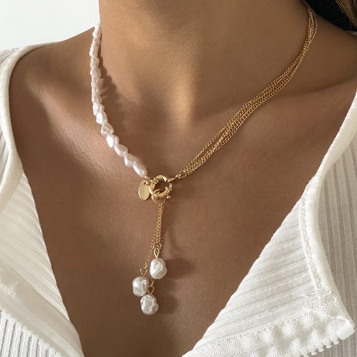 GLAMO Kette mit Anhänger Perlenkette Halsketten Schmuck für Frauen und Mädchen Brautgeschenke