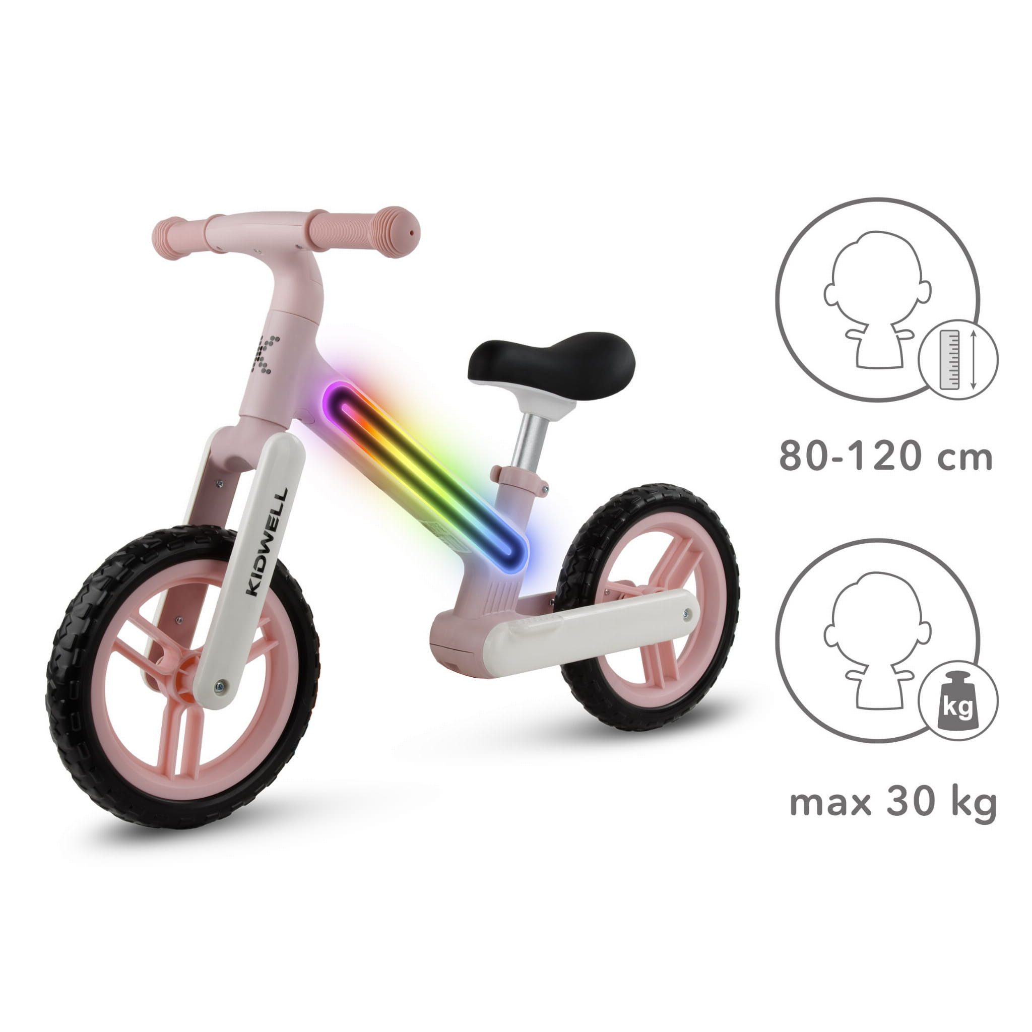 COIL Fahrrad-Laufrad Lauflernrad, Kinderlaufrad, Rutscher, Balance Bike, Nylonrahmen mit LED-Licht, EVA-Reifen, Gewicht: 3,05 kg