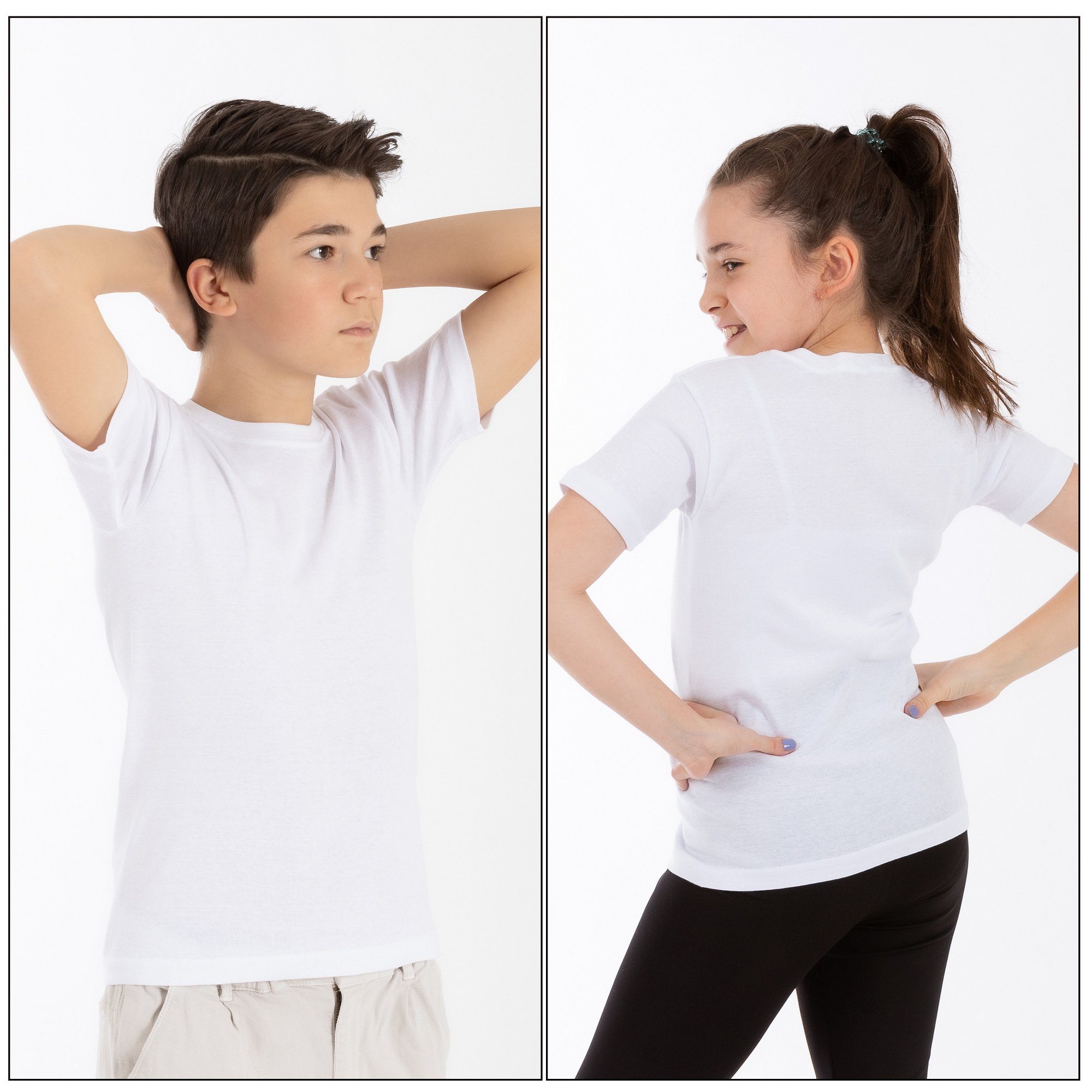 Shirt Unterhemden - LOREZA Mädchen Jungen 6-St) Kurzarm 100% T-Shirt Baumwolle (Spar-Packung, & Unterhemd