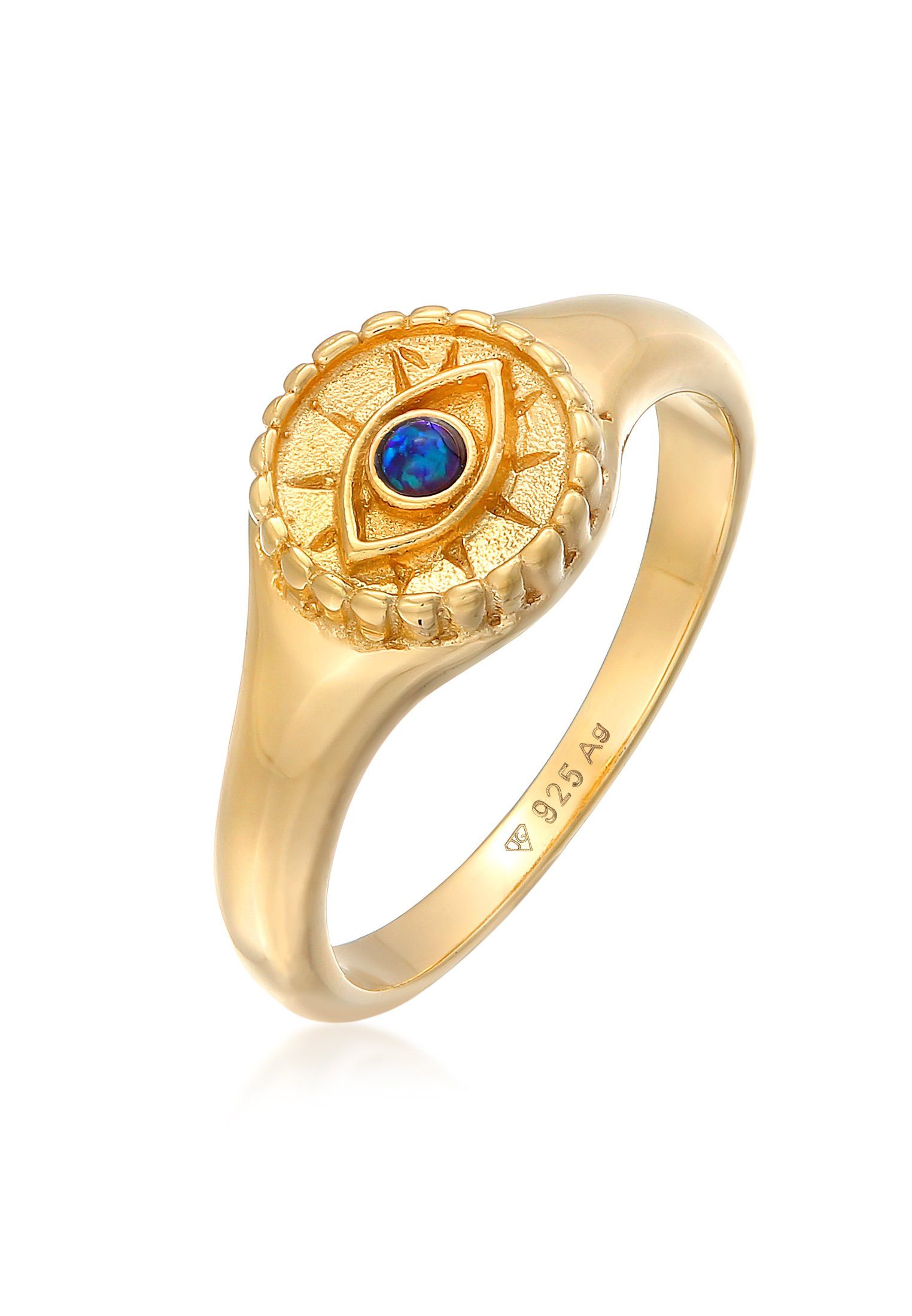Elli Fingerring Siegelring Evil Eye Blue syn. Opal 925 Silber günstig online kaufen