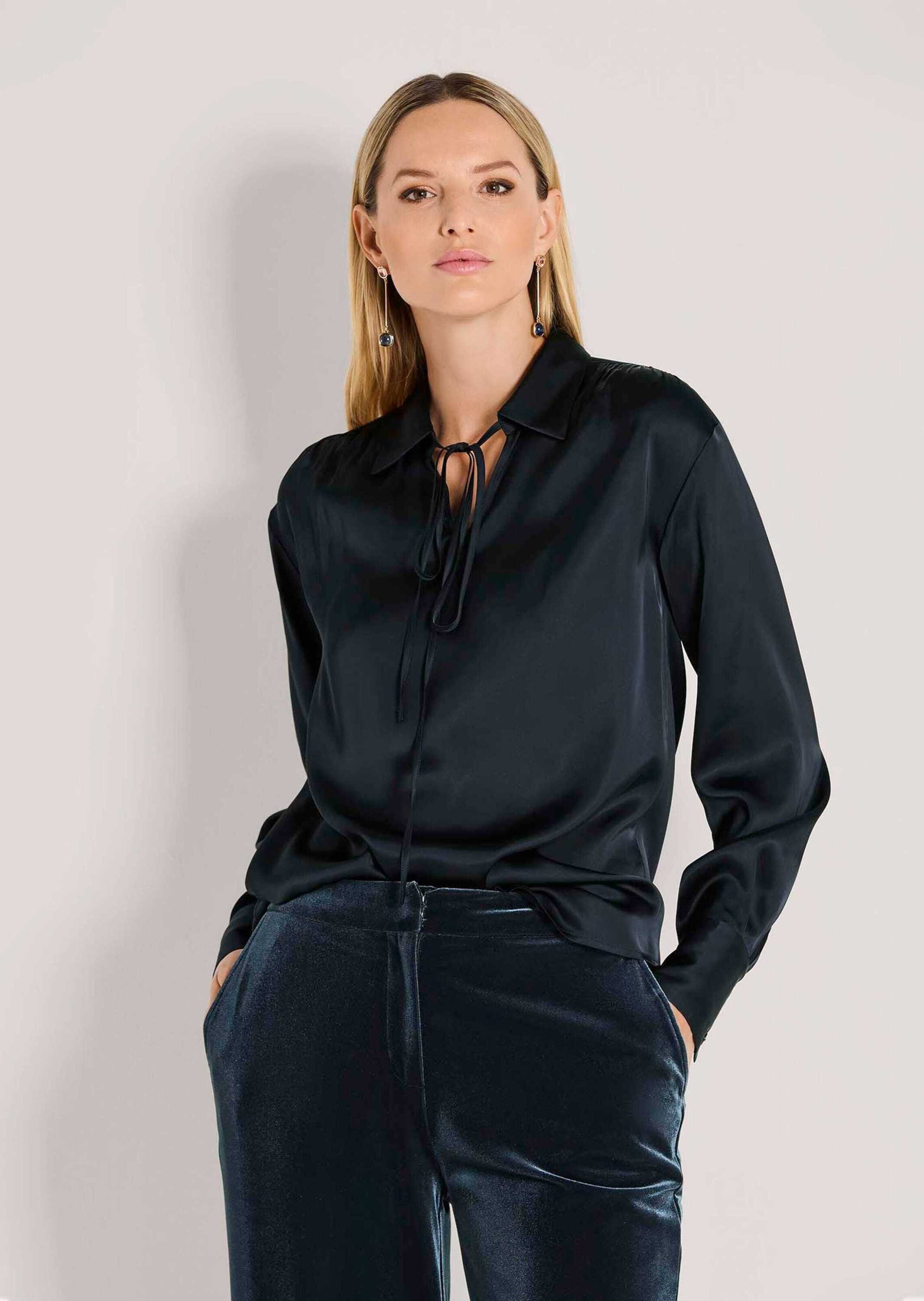 MADELEINE Langarmbluse Elegante Bluse mit V-Ausschnitt Fließender Stoff mit günstig online kaufen