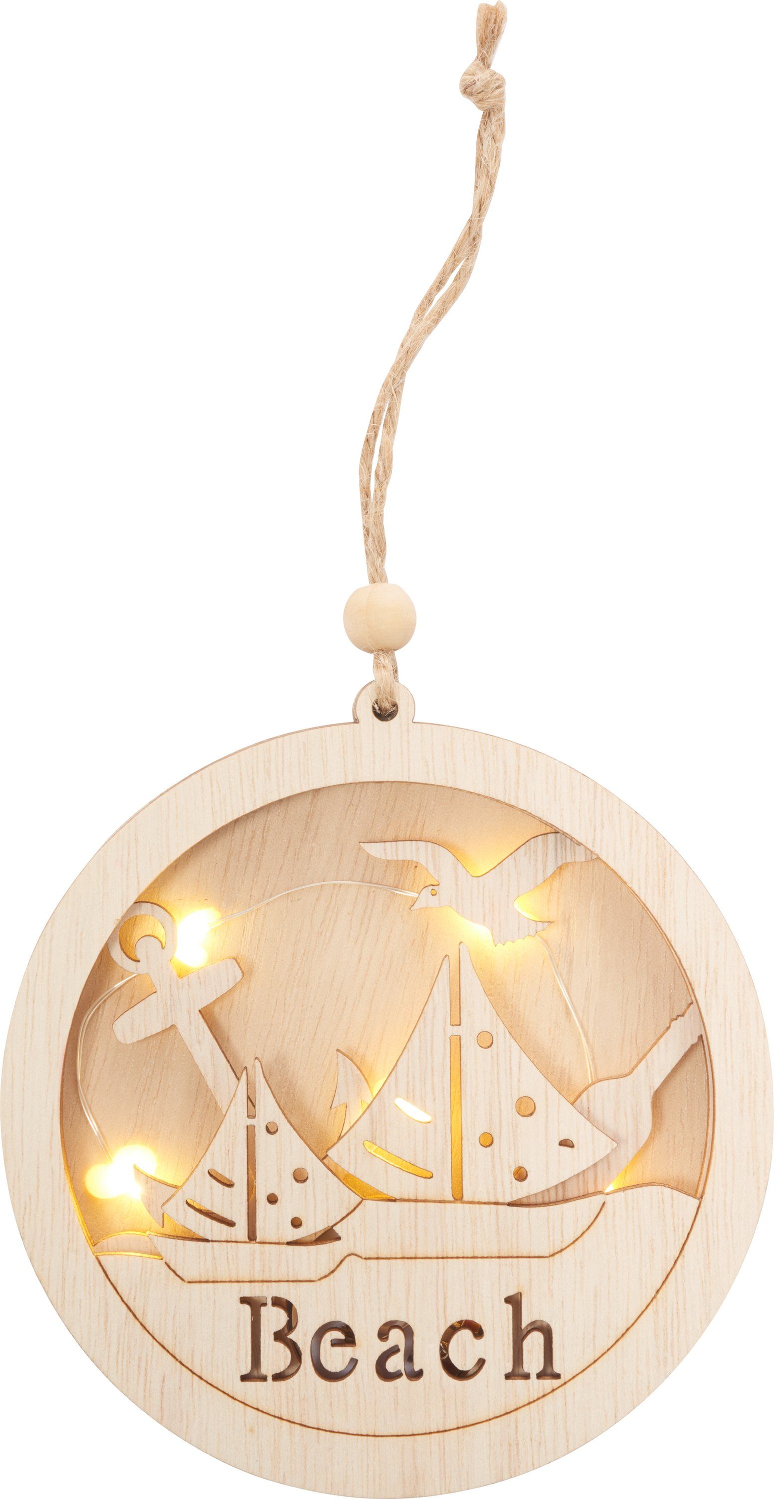 VBS Baumbehang Maritimer Anhänger Segelboote Beach, 12 cm inkl. LED Lichterkette