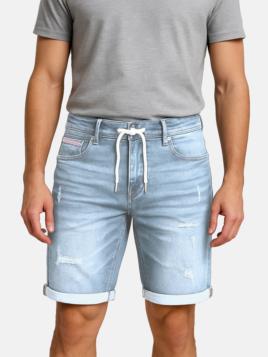 Egomaxx Jeansshorts Distressed Denim mit Kordelzug günstig online kaufen