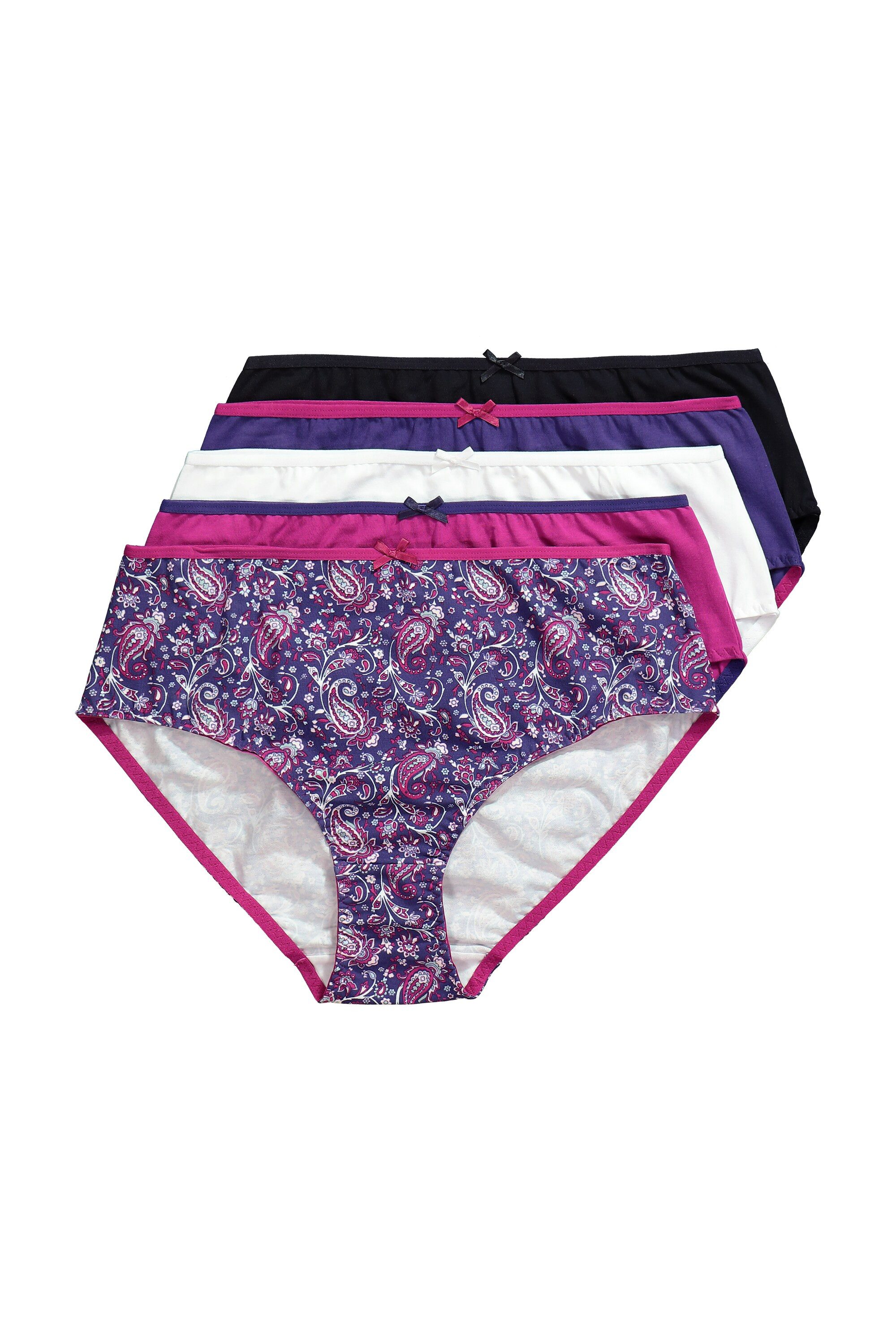Ulla Popken Slip Midi-Slips 5er-Pack Paisley/einfarbig