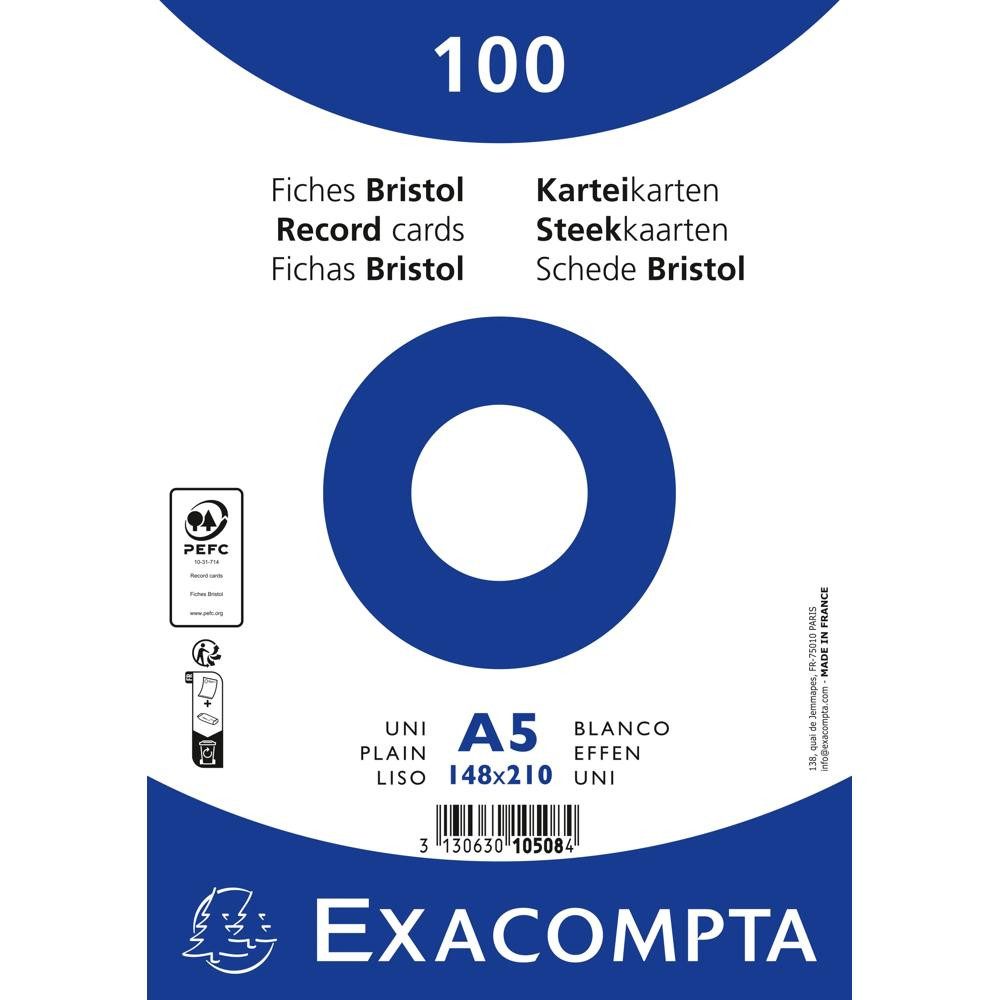 EXACOMPTA Karteikarten Exacompta Karteikarten A5 bla 100St/Pkg weiss