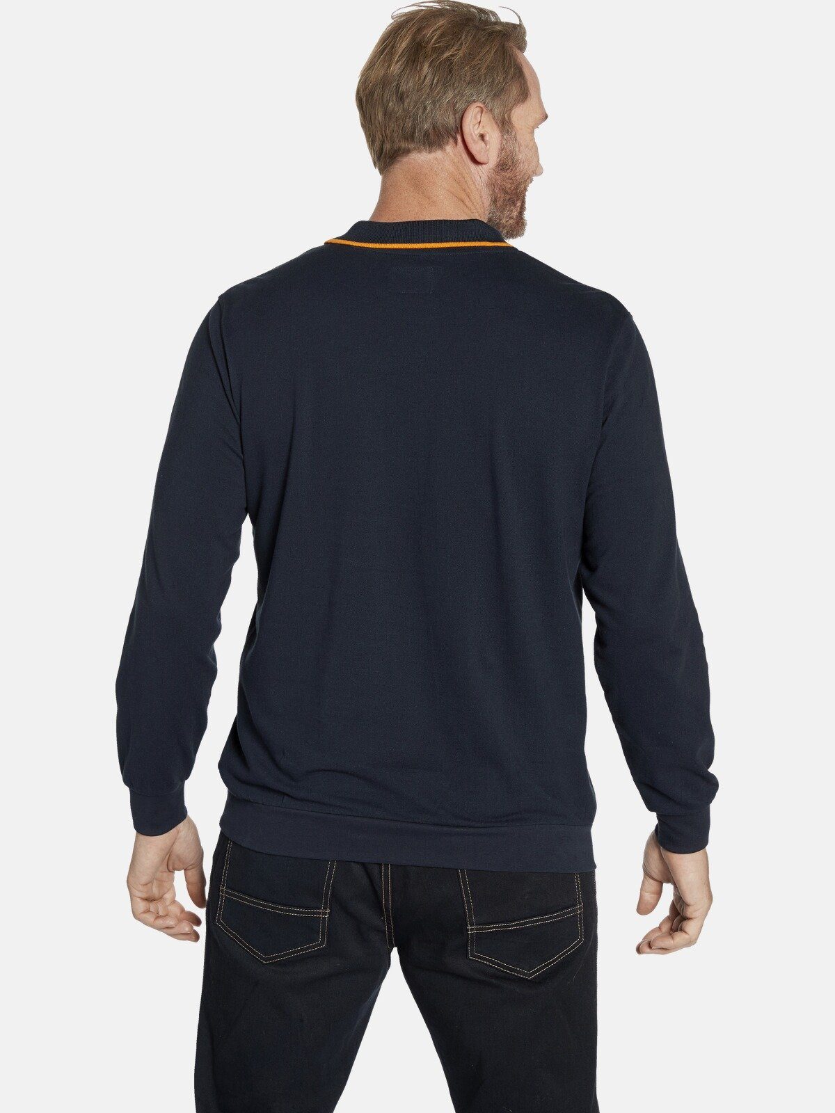 Jan Vanderstorm Langarm-Poloshirt LOKI mit Flachstrickkragen günstig online kaufen