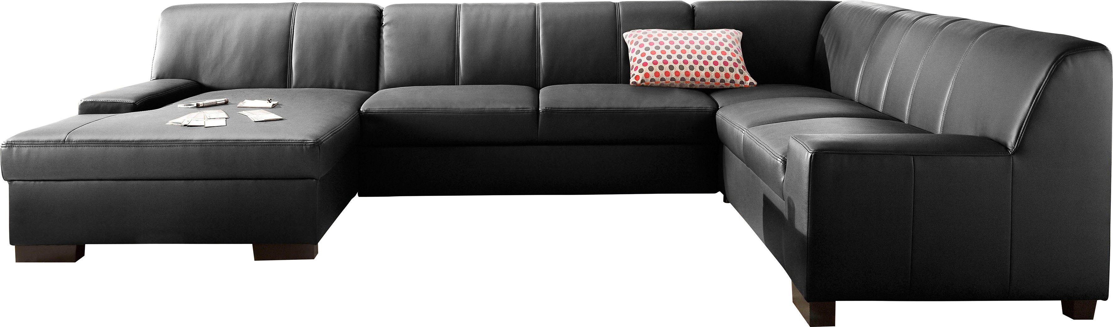 DOMO collection Wohnlandschaft Norma, mit Kunstleder- oder Lederbezug, viel Platz, zeitlos & elegant, extrabreite Armlehnen, U-Form, wahlweise mit Bettfunktion