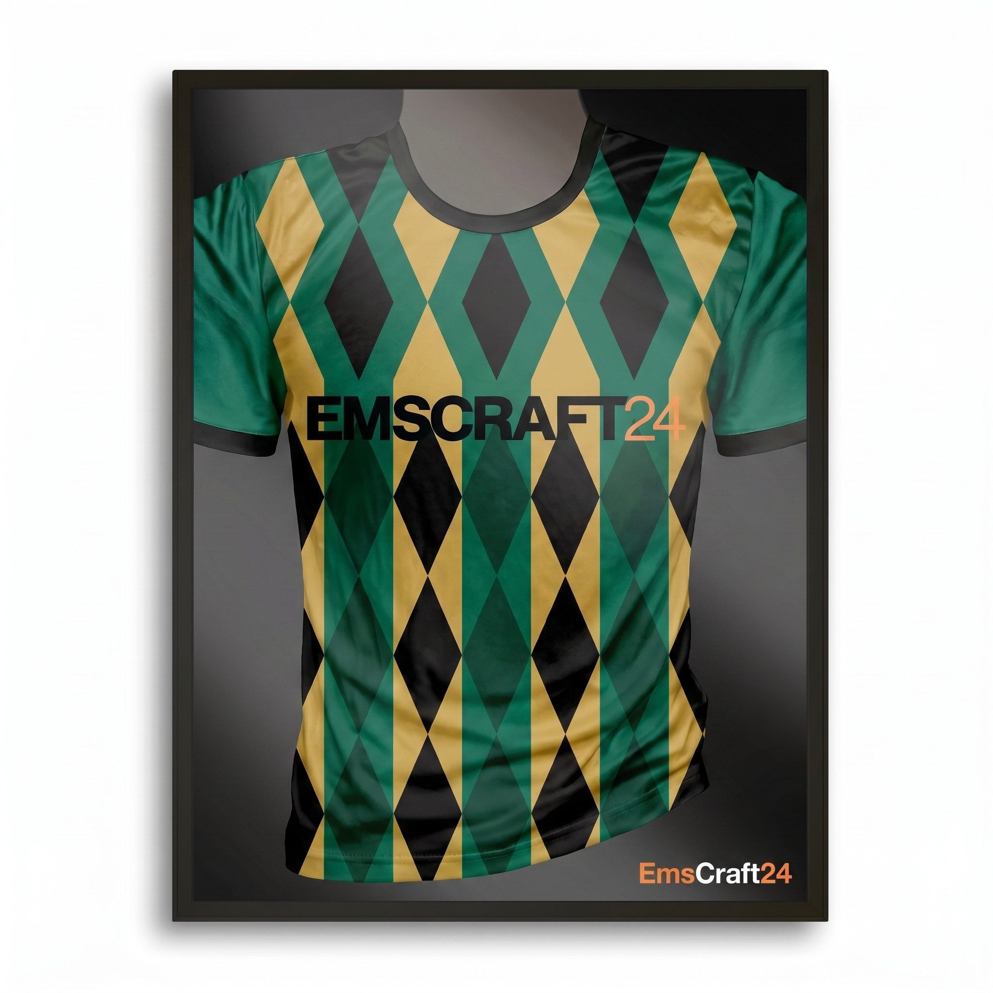 EmsCraft24 Bilderrahmen Trikotrahmen Schwarz 63 x 83 cm mit Trikot Bügel Halterung EmsCraft24
