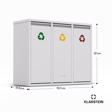 Klarstein Mülltrennsystem Ordnungshüter 3, Mülleimer 3 Fach Treteimer Trash Bin Schwarz