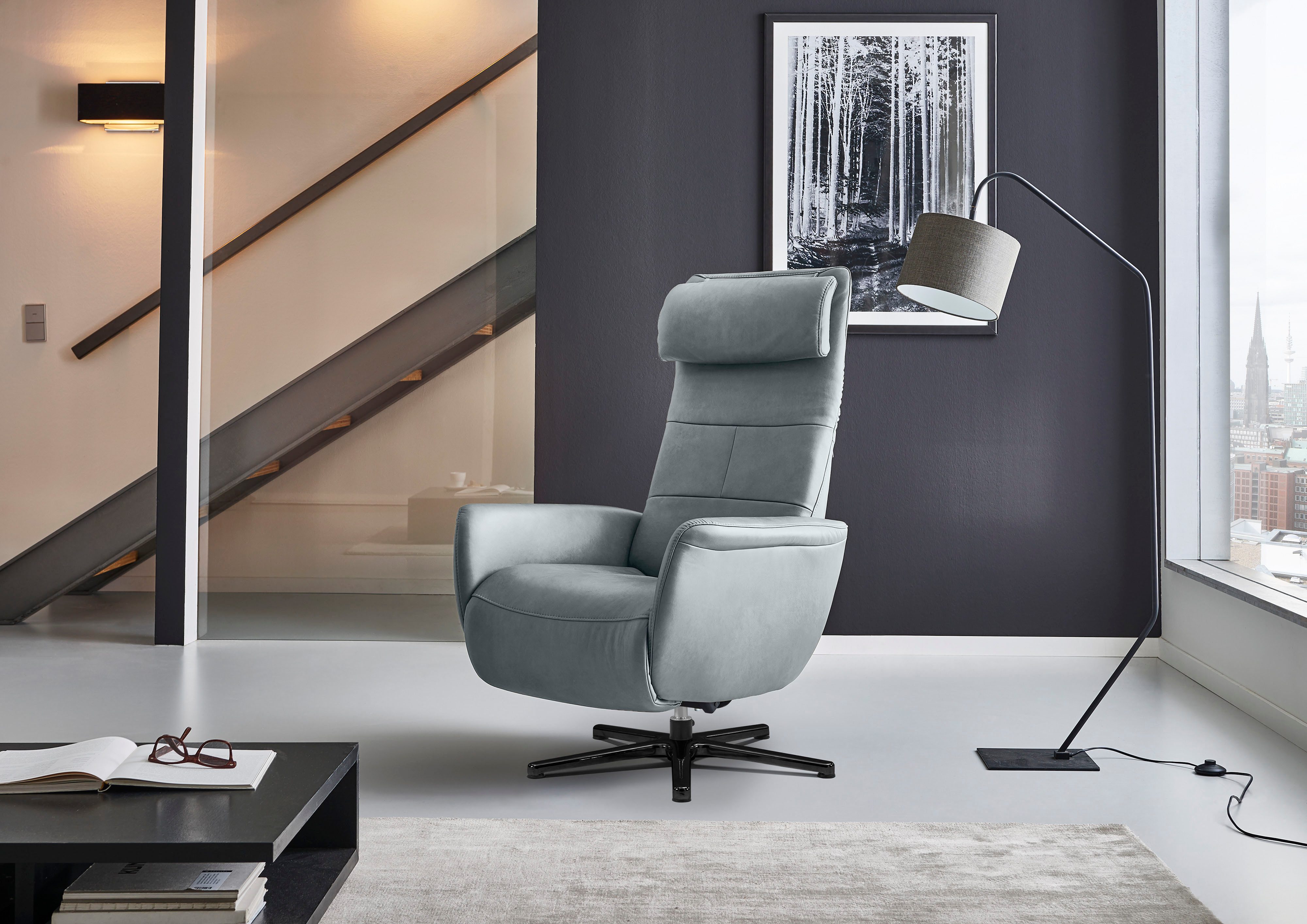 HUKLA Sessel HU-LC17037, Verstellbare Beinauflage und Rückenlehne, hochklappbare Rückenpolster