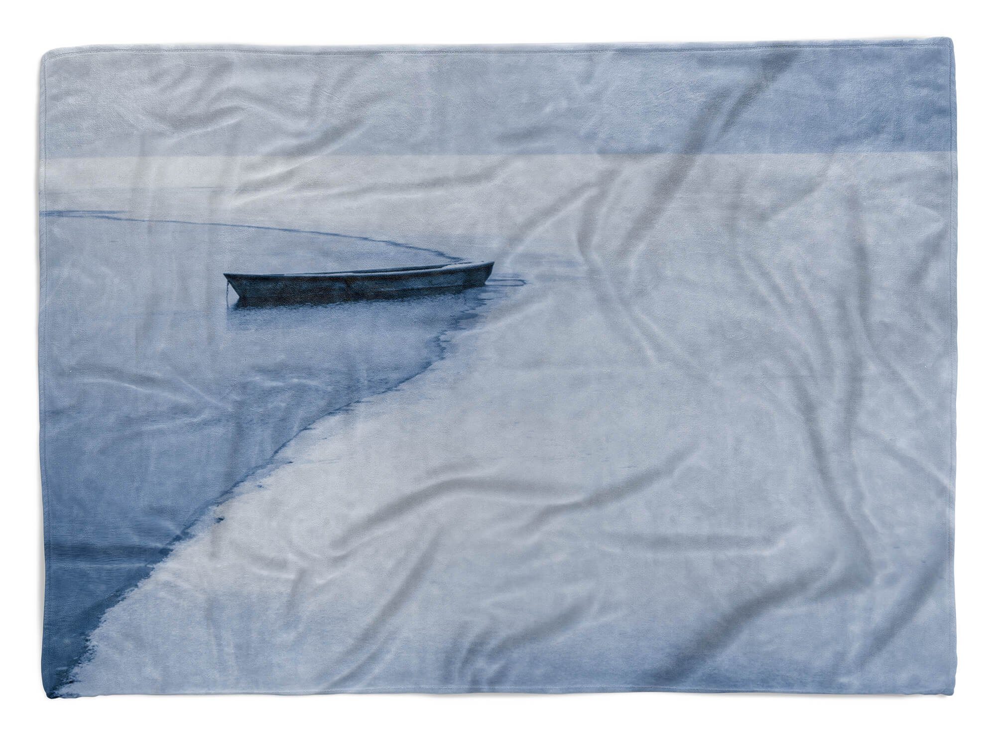 Fotomotiv Strandhandtuch Art Handtücher mit Eis, Handtuch Handtuch Kuscheldecke Boot (1-St), Baumwolle-Polyester-Mix Sinus Fotokunst Saunatuch