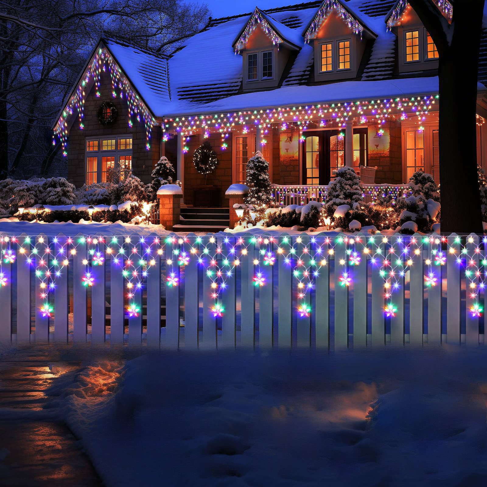 Merry 2024 LED-Lichterkette LED Lichtervorhang Sterne,LED-Weihnachtslichter günstig online kaufen