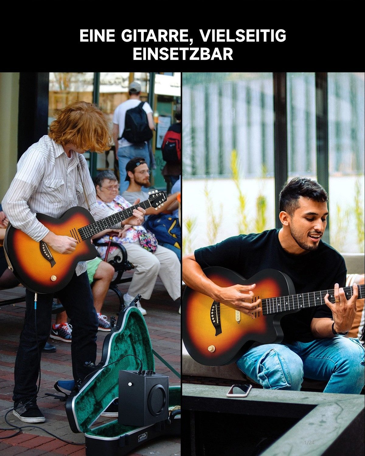 Moukey Akustikgitarre BCC-100 Westerngitarre elektrisch Komplettset inkl. Gigbag Stimmgerät, LP, mit Gigbag, Gurt, Stimmgerät, Schlagbrett, für Anfänger in voller Größe komplettes Anfängerset