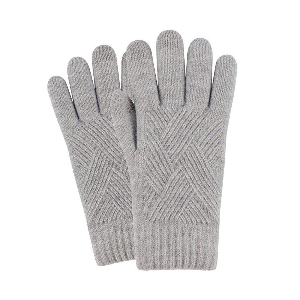 Union Reisen Strickhandschuhe Warme und kältebeständige Strickhandschuhe aus doppellagigem Fleece grau1