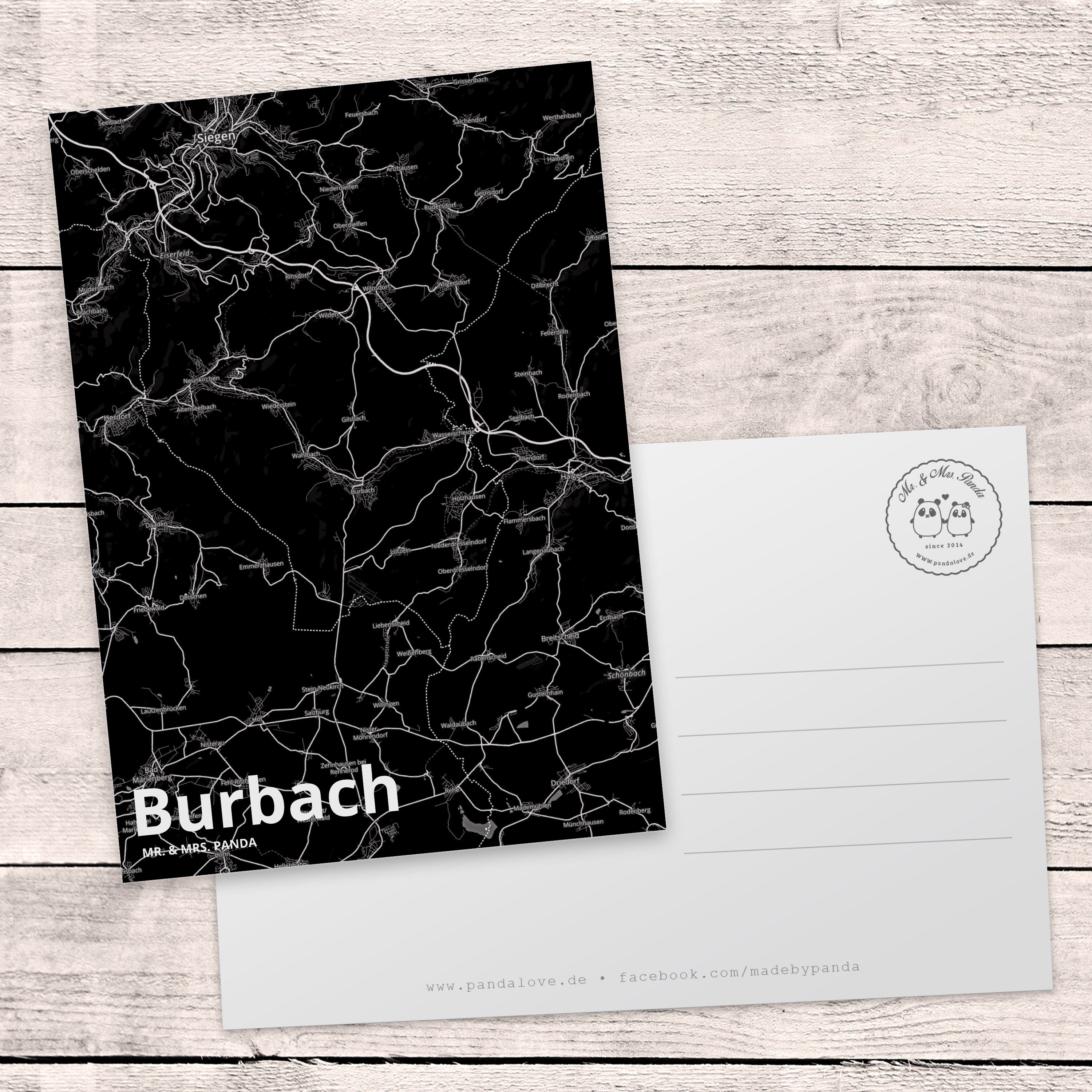 Dorf Mrs. Burbach Grußkarte, Geschenk, & Stadt Mr. Ka Postkarte - Karte, Panda Dankeskarte, Ort,