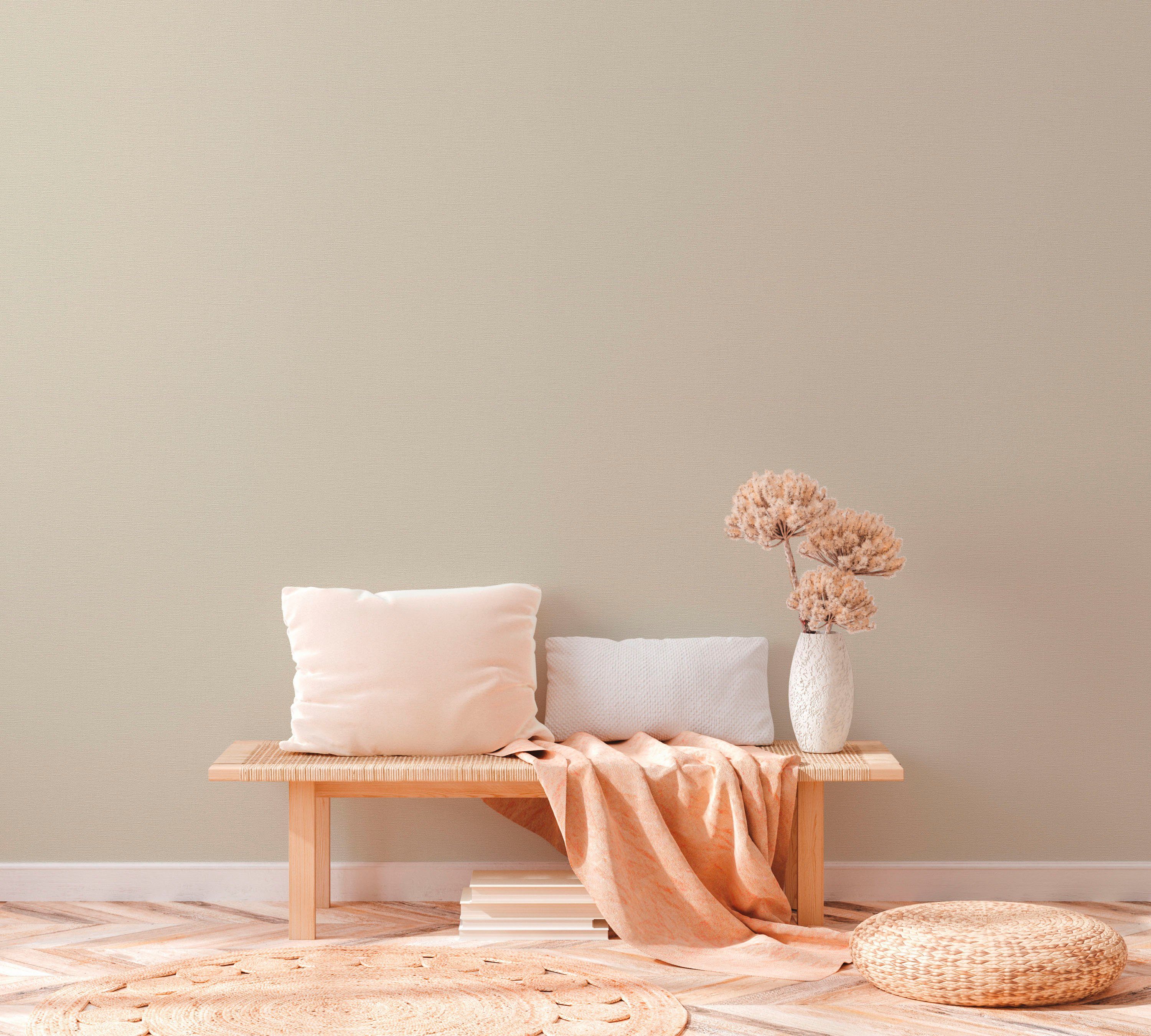 A.S. Création Vliestapete Natural Living Unitapete, leicht strukturiert, matt, gemustert, neutral, (1 St), PVC-Frei ressourcenschonende skandinavisches Tapeten Wohnzimmer