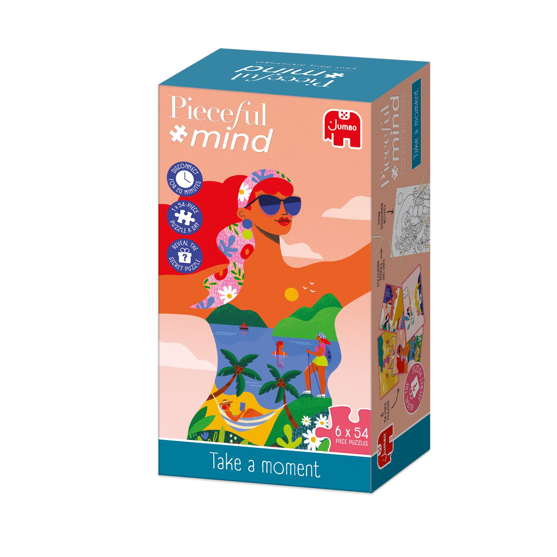 Jumbo Spiele Puzzle Pieceful Mind, Nimm dir den Moment, 6 Puzzles mit je 54 Teile, 54 Puzzleteile