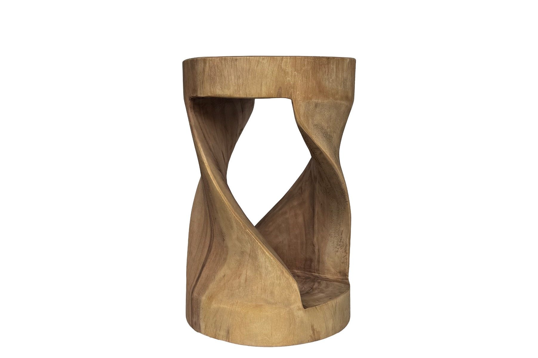 Livingfurn Sitzhocker Design Massivholz Sitzhocker Hocker aus Suar Holz Rund Natur Hartholz, Massiv Holz