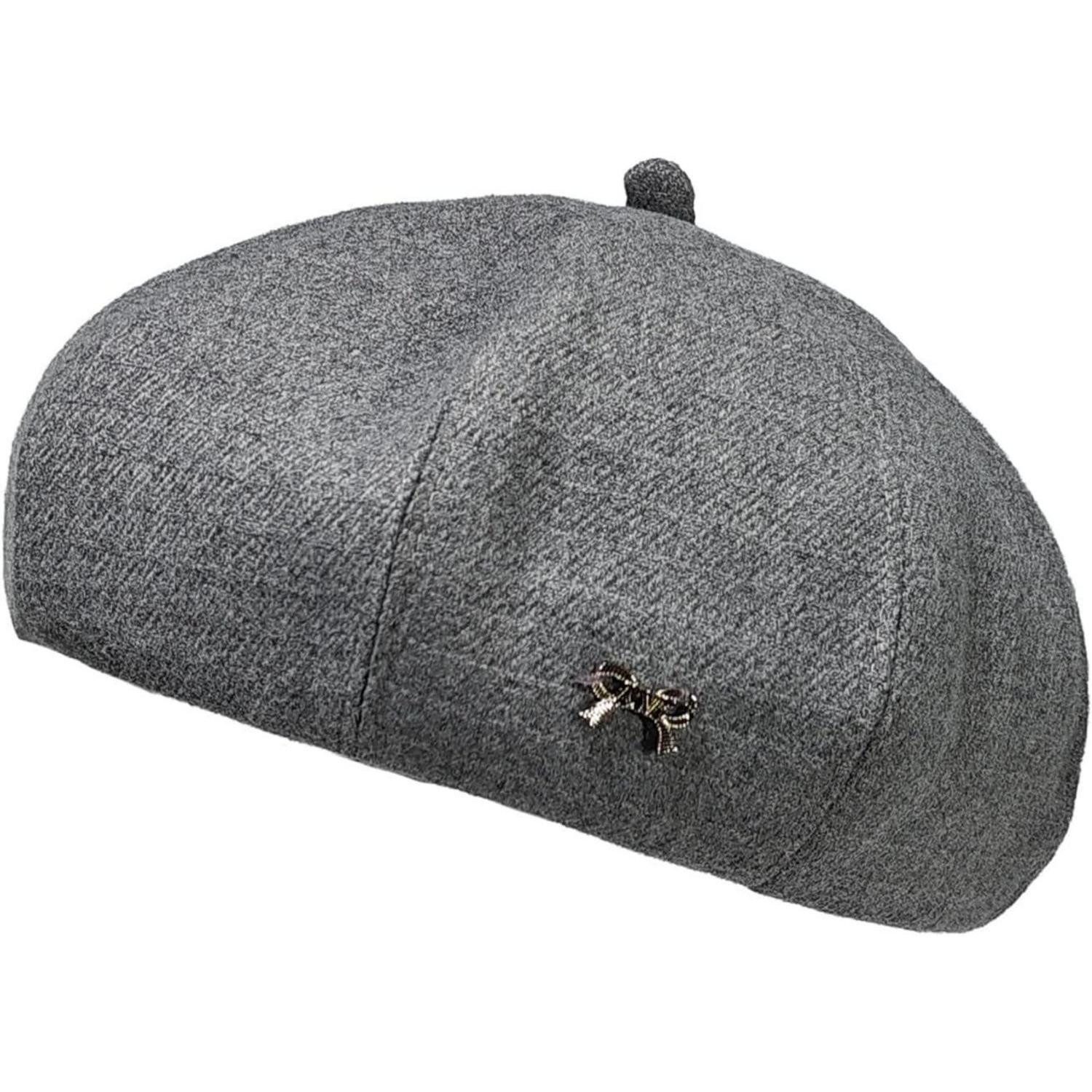 LuxusKollektion Baskenmütze Baskenmütze Damen Barett Malermütze Achteckig 56-58 Grau