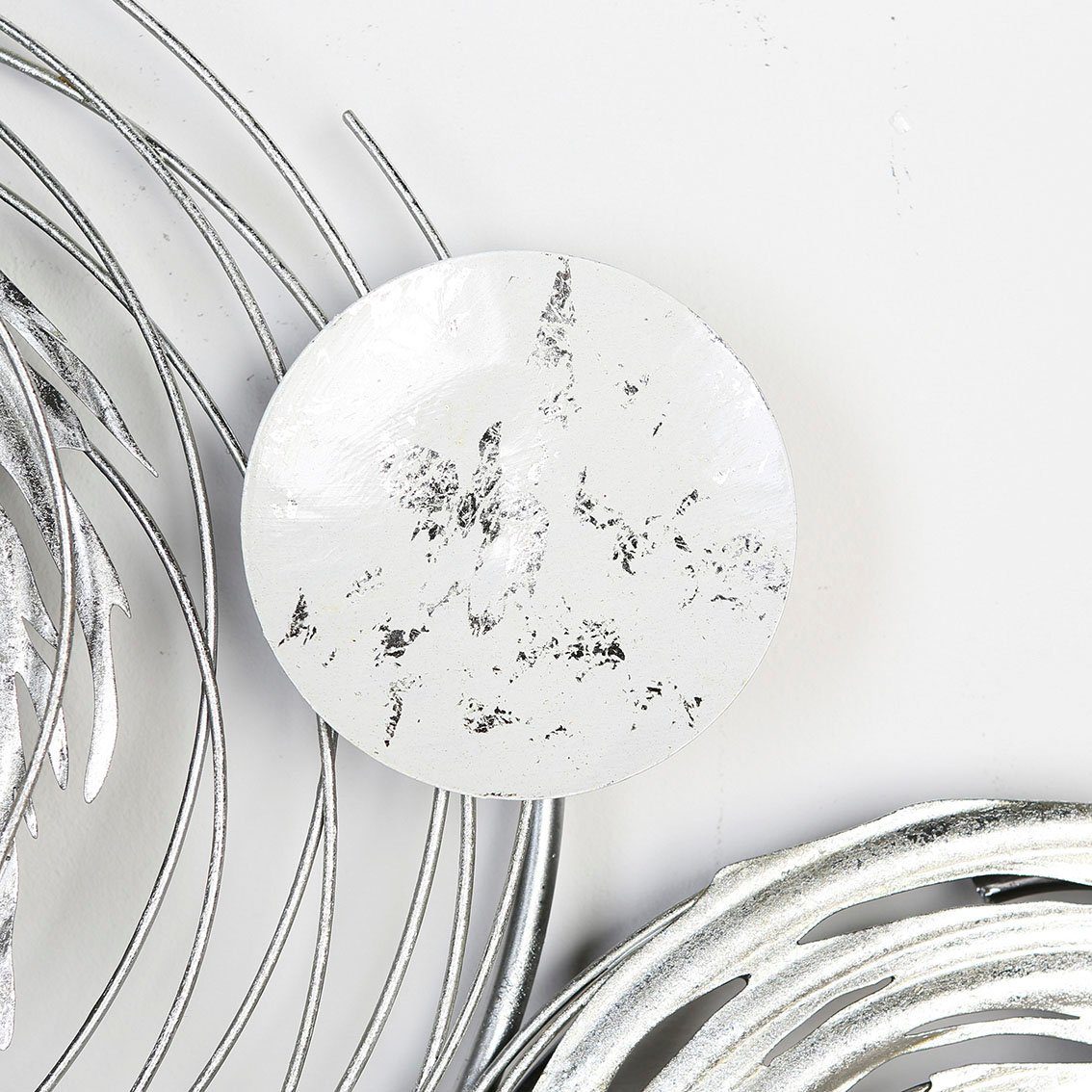 GILDE Wanddekoobjekt »Wandrelief Circles, weiß/silber« (1 Stück), aus Metall, dekorativ im Esszimmer & Wohnzimmer-kaufen