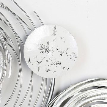 GILDE Wanddekoobjekt Wandrelief Circles, weiß/silber (1 St), aus Metall, dekorativ im Esszimmer & Wohnzimmer