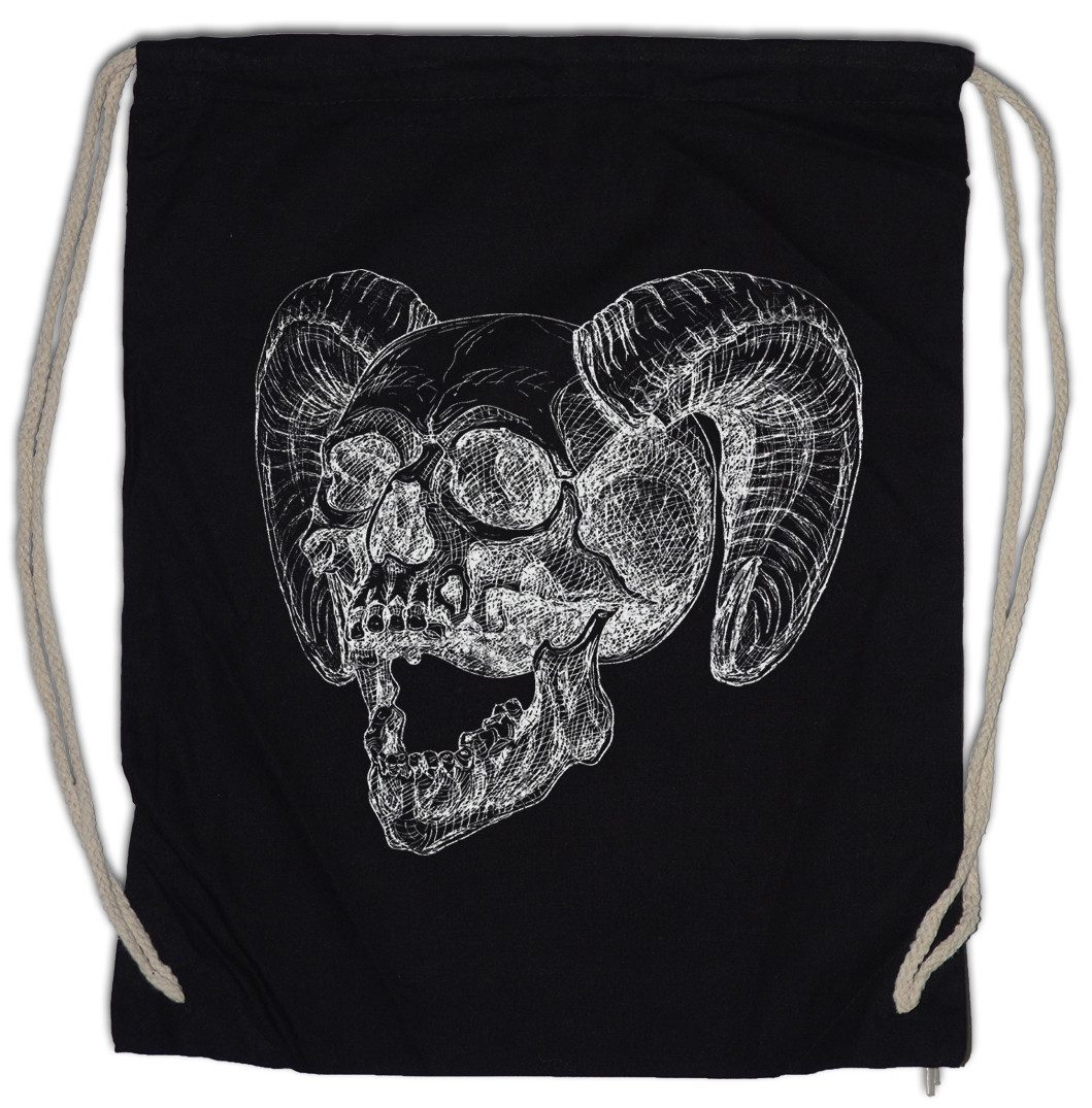 Turnbeutel Horned Skull Turnbeutel Teufel Lucifer Satan Schädel Devil Satanismus