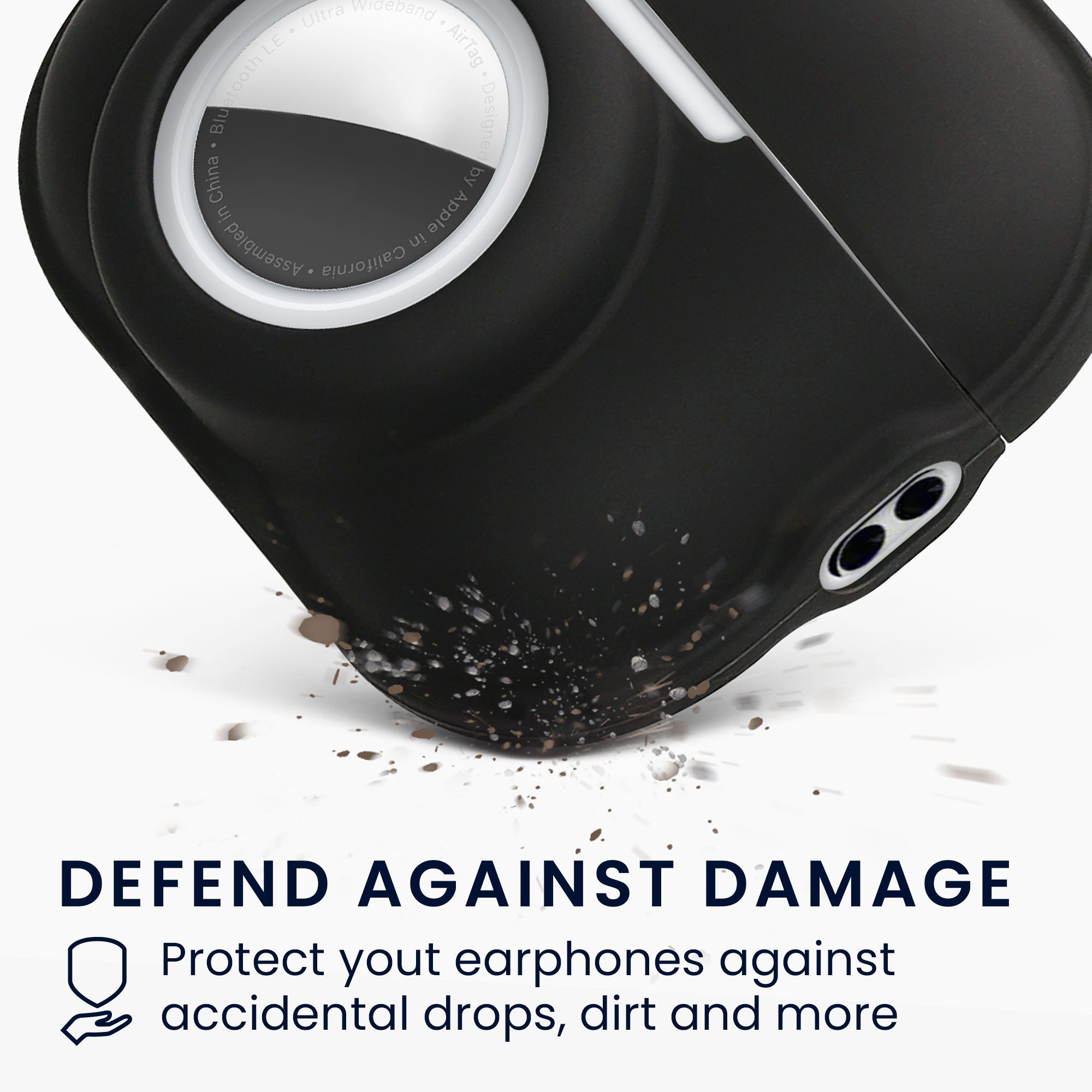 kwmobile Kopfhörer-Schutzhülle 2-in1 Schutzhülle für Apple Airpods Pro 2 Hülle, Weiches Silikon Cover - Schutzhülle mit Karabiner mit Airtag Case