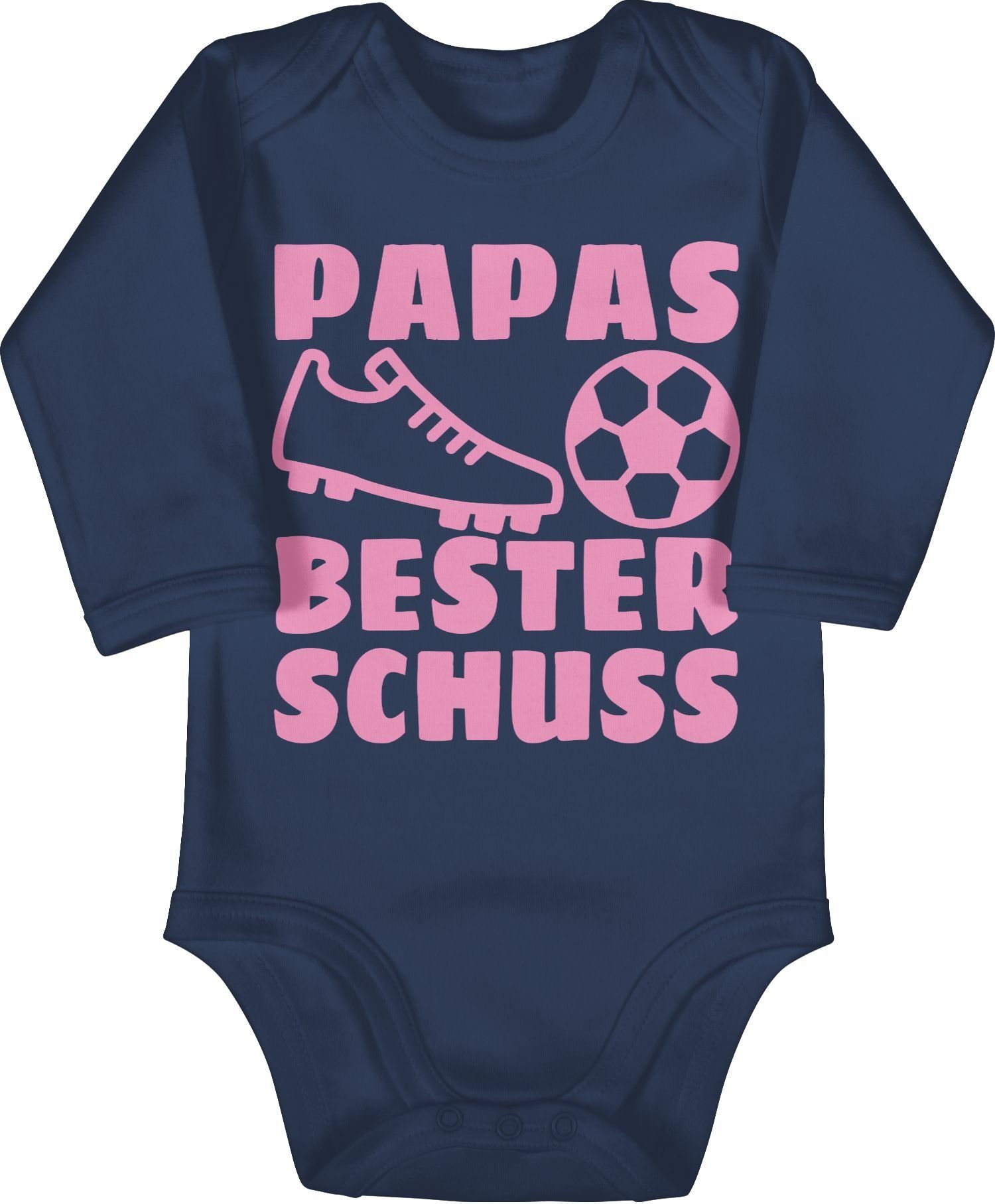 Shirtracer Shirtbody Papas bester Treffer mit Fussball - rosa Geschenk Vatertag Baby 1 Navy Blau