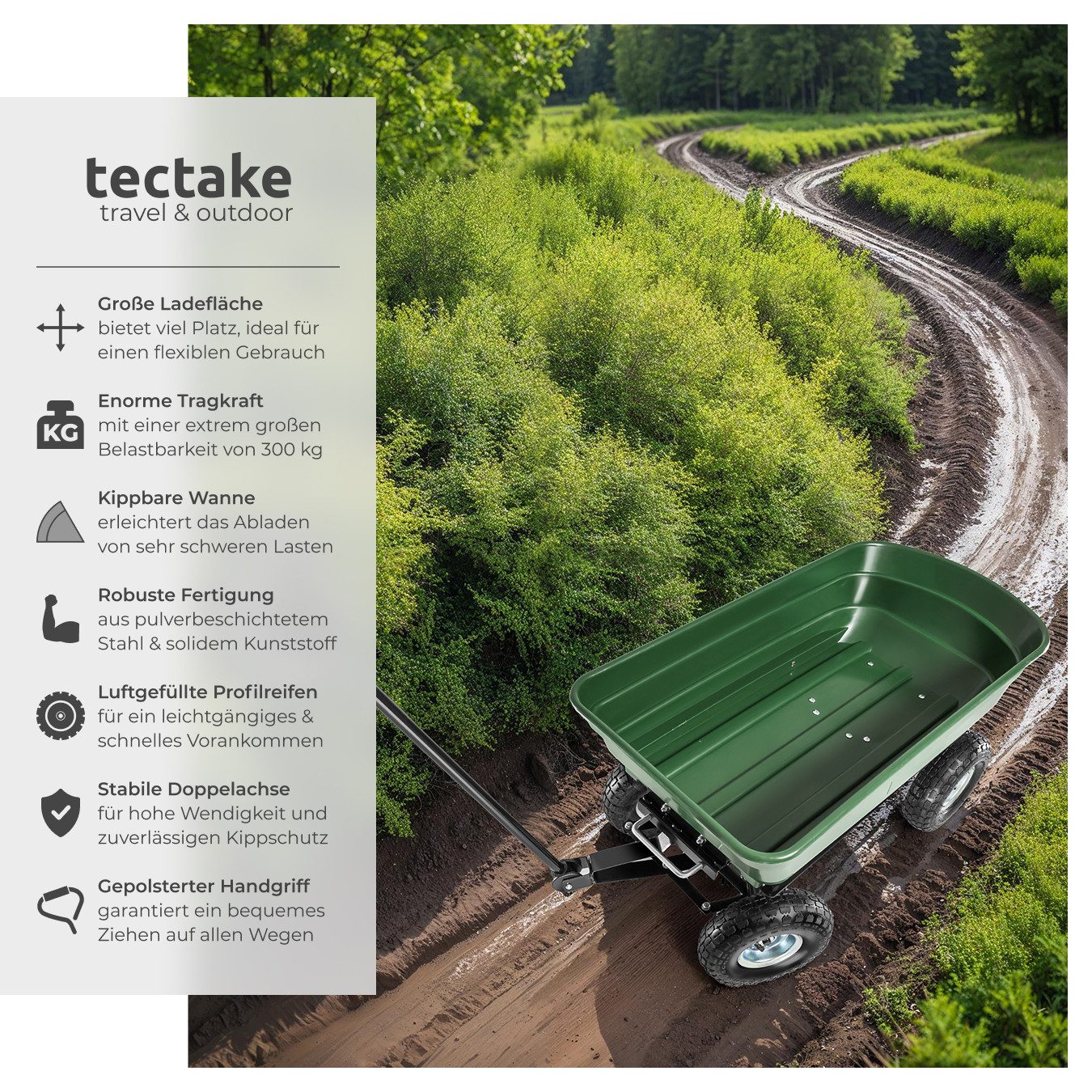 Thumbnail - tectake Bollerwagen, mit Kippfunktion