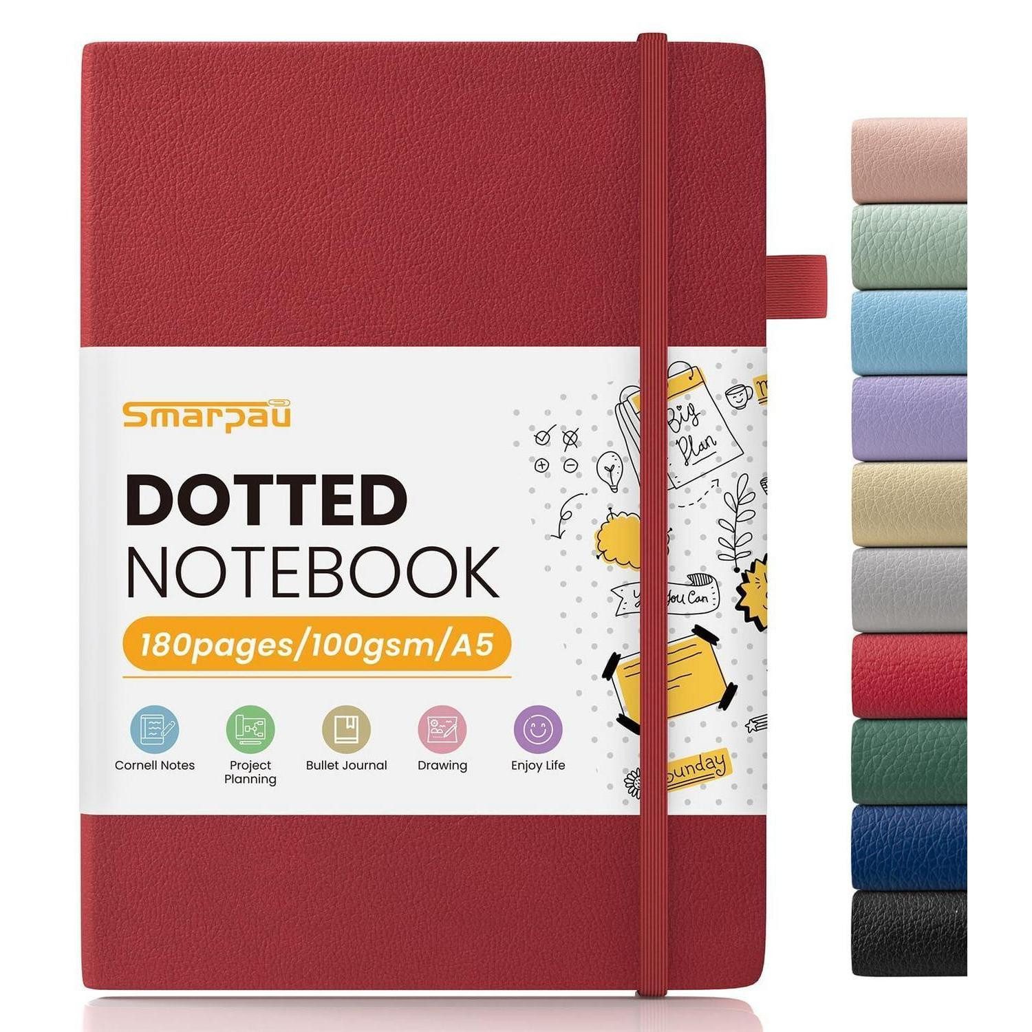 LuxusKollektion Notizbuch Notizbuch A5 Gepunktet Rot 180 Seiten in Lederoptik
