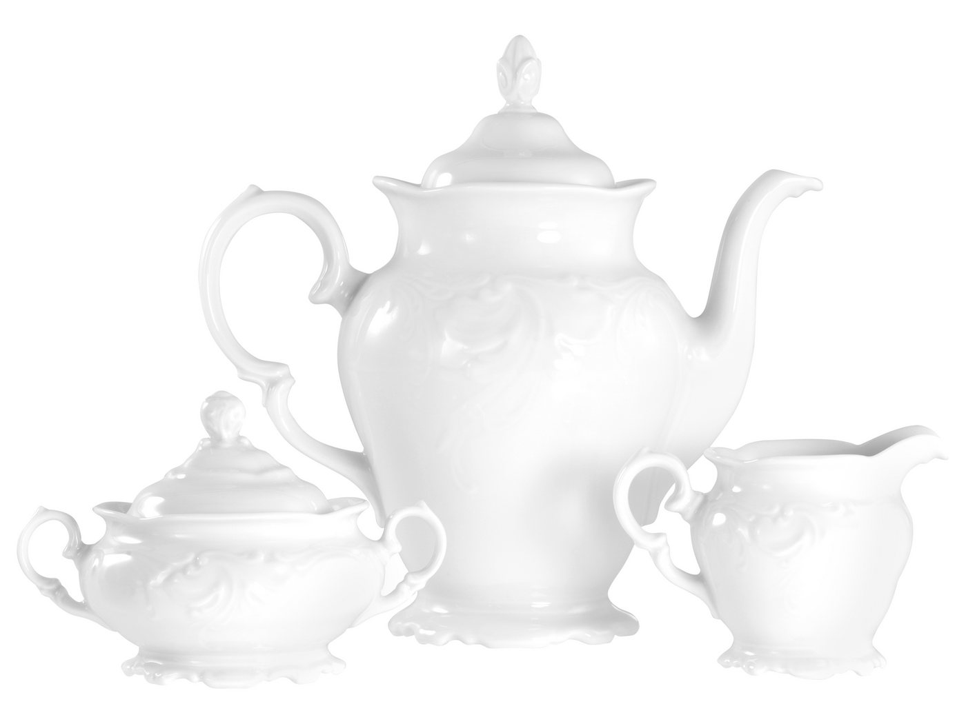 CreaTable Milch- und Zuckerset Frederike Weiss, Kaffeegarnitur 3-tlg. (3-tlg), 1 Personen, Porzellan, Klassisch, Zeitlos