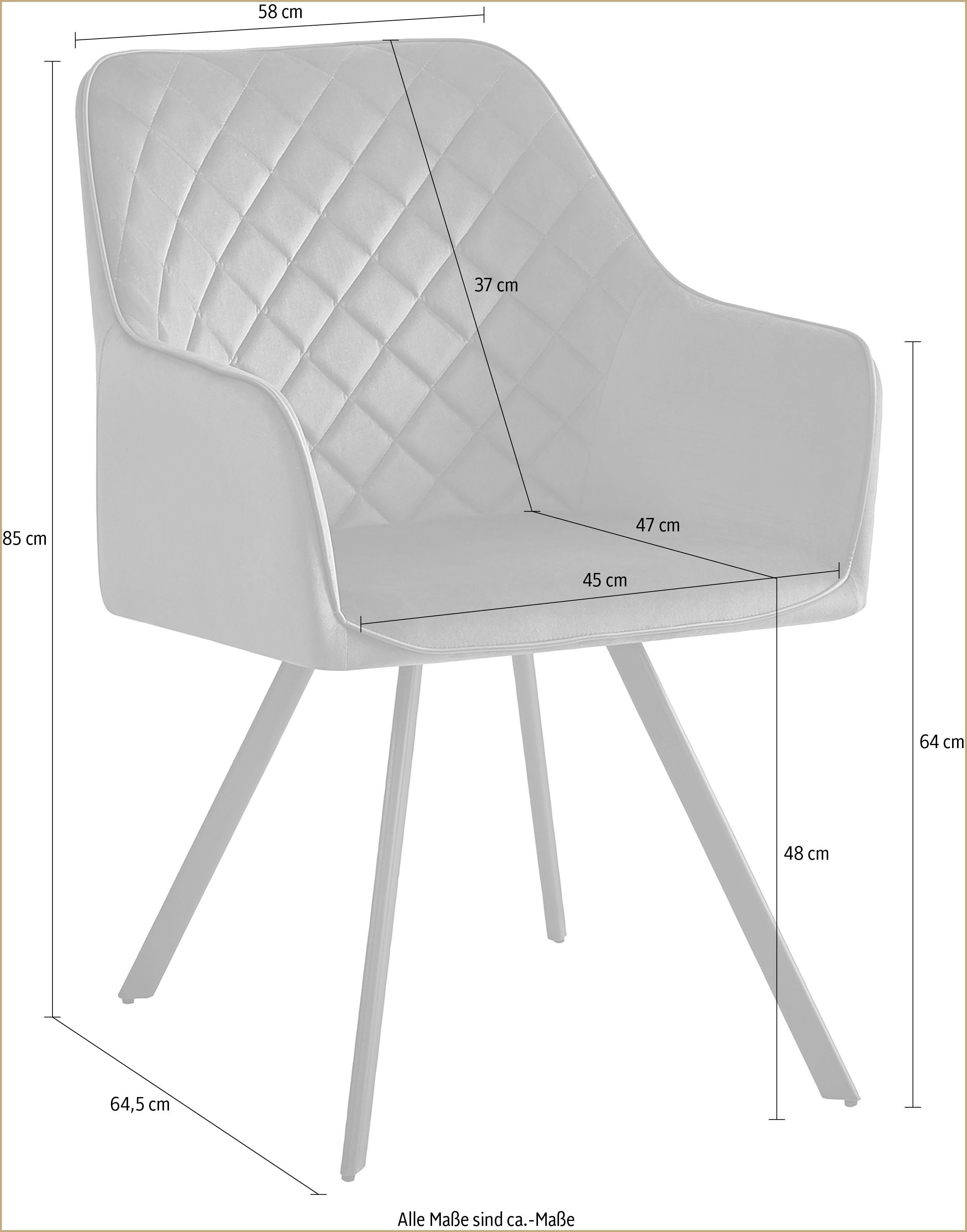 Polsterstuhl Stuhl Amber Samt Grau St), 125 (1 | aus Grau Kayoom