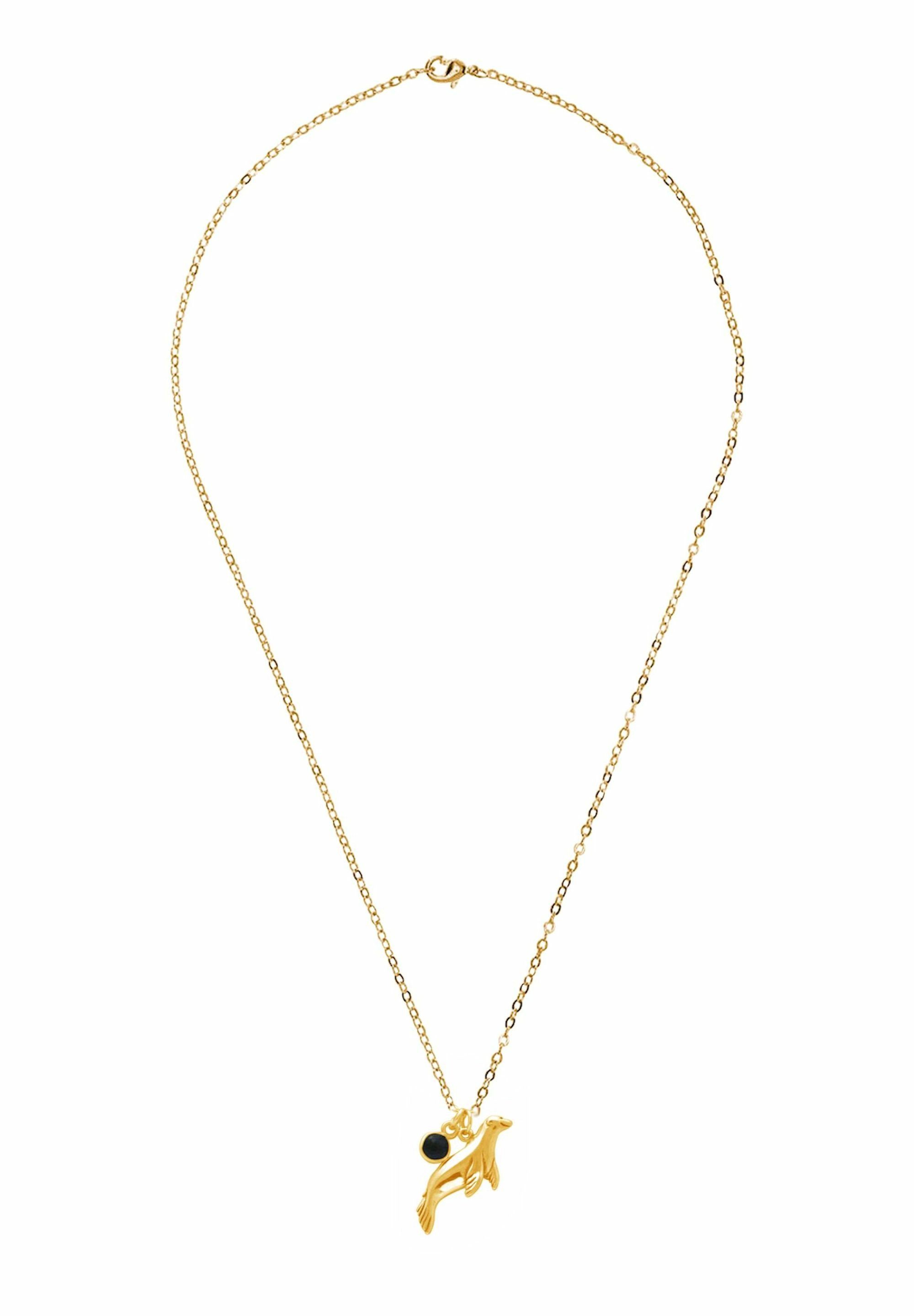 Gemshine Kette mit Anhänger Maritim Nautics Seelöwe Robben Saphir gold coloured | Halsketten