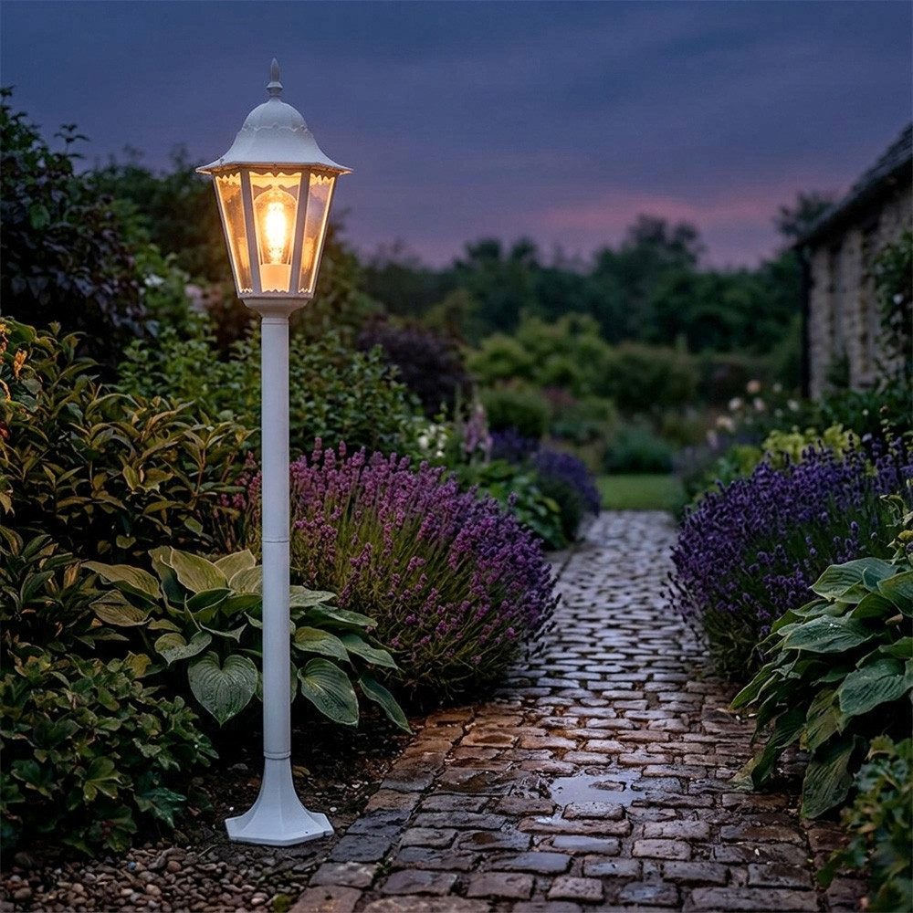 Harms Import Außen-Stehlampe, Leuchtmittel nicht inklusive, ALU Stand Steh Lampe Garten Weg Beleuchtung Außen Laterne Terrassen