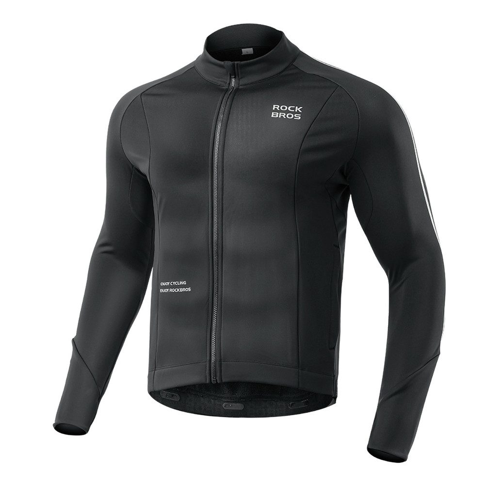ROCKBROS Fahrradjacke Thermojacke Radjacke Winterjacke (Spar-Set, 1-St., Gr. L winddicht) winddicht, Fleecefutter, reflektierend, Taschen