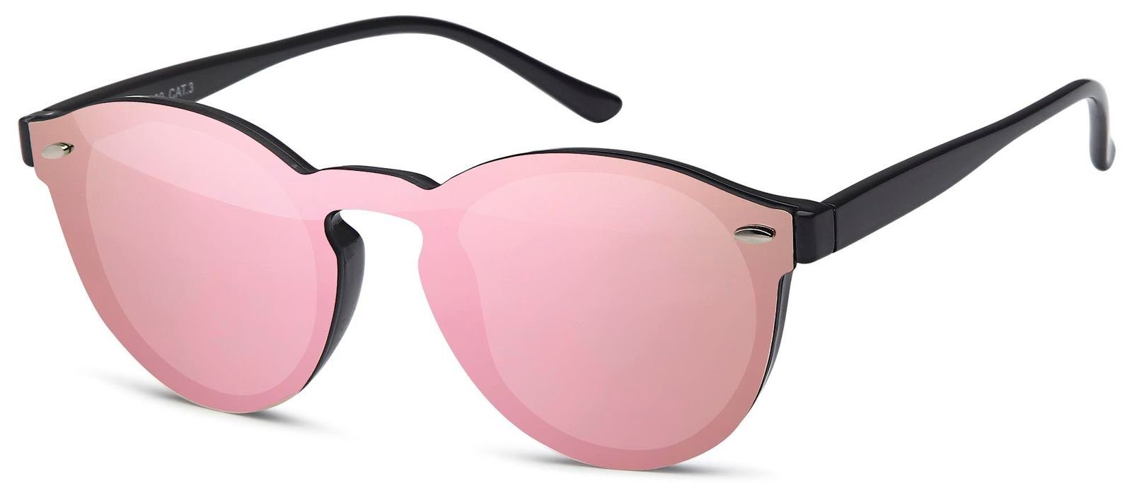 styleBREAKER Sonnenbrille (1-St) Verspiegelt Schwarz Gestell verspiegelt / Glas Pink