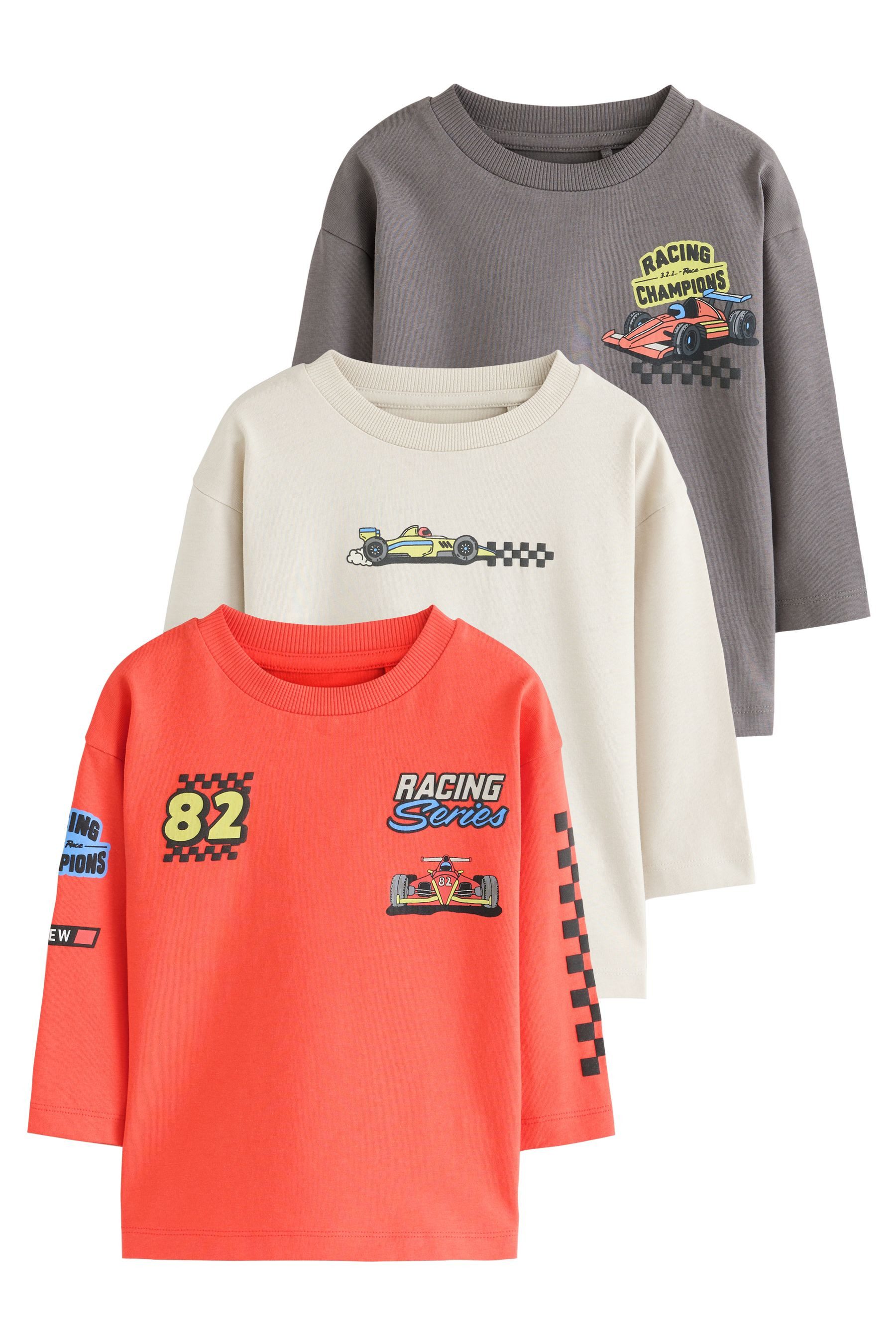 Next T-Shirt 3er-Pack Langarmshirts mit Grafik (3-tlg)