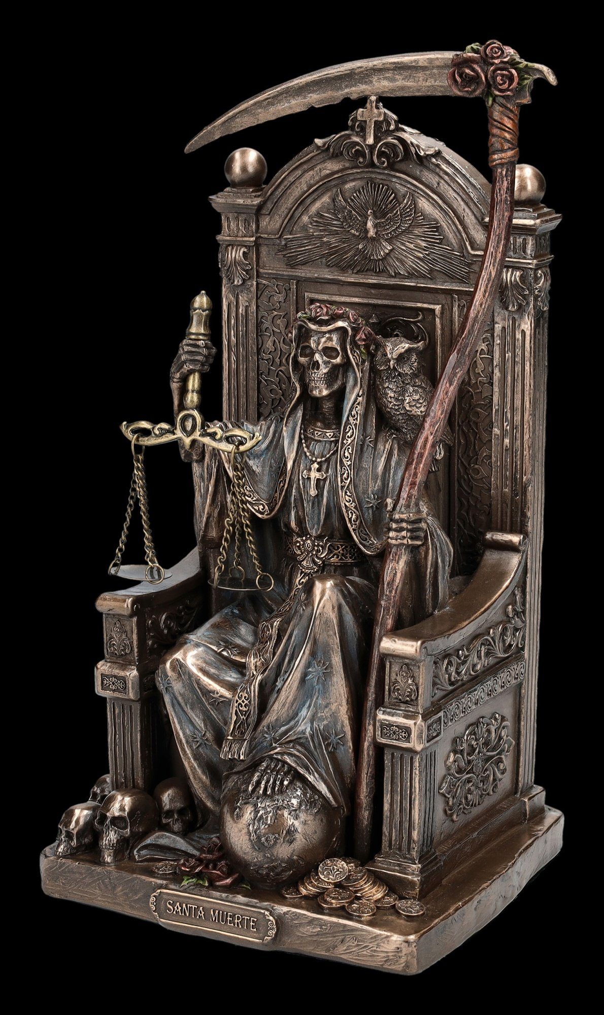 Figuren Shop GmbH Dekofigur Reaper Figur - Santa Muerte auf Thron mit Sense - Veronese Sensenmann