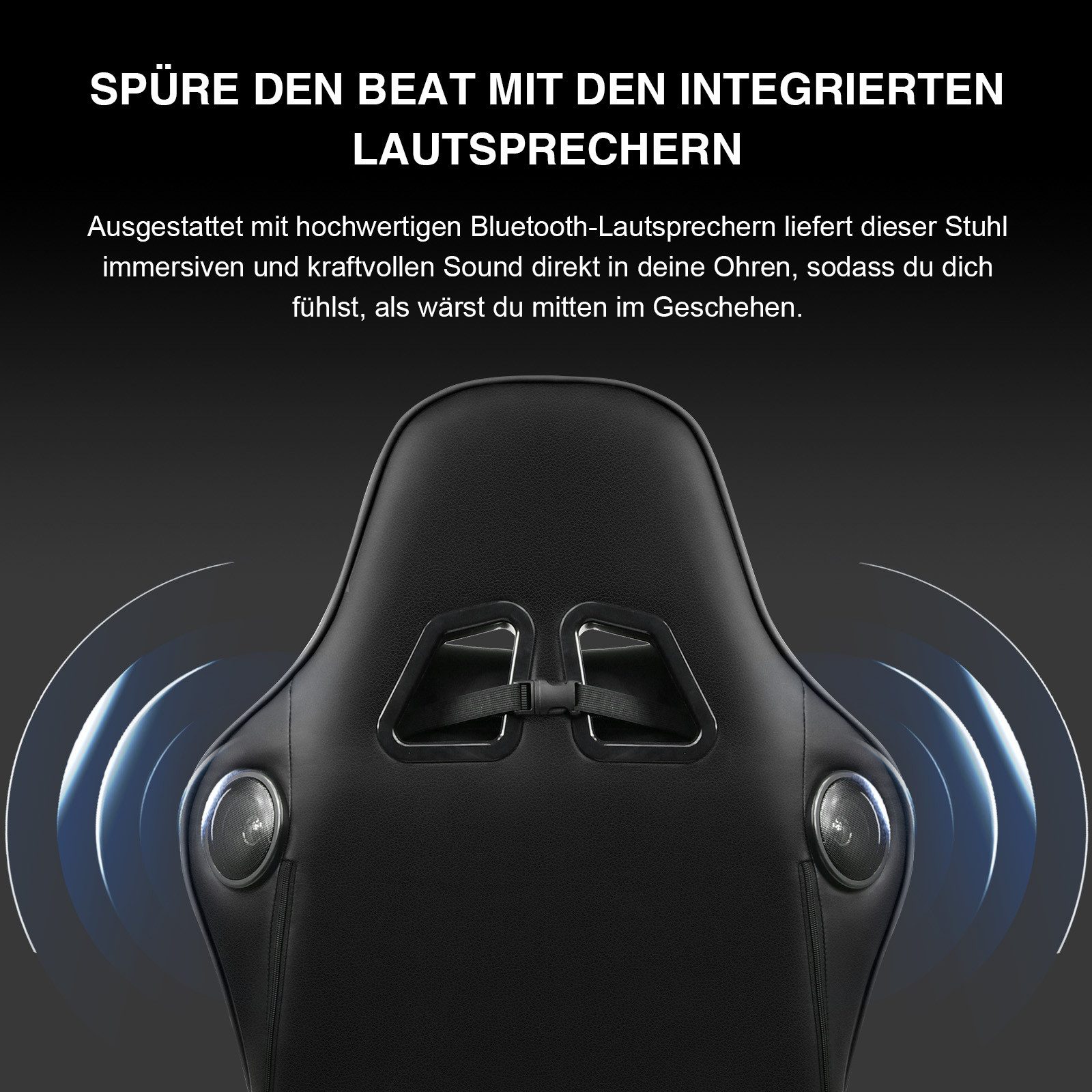 GTPLAYER Gaming-Stuhl Bürostuhl Gamer Stuhl mit Fußstützen Bluetooth Lautsprecher, Ergonomischer Musik Computerstuhl inkl. Lendenwirbel- und Nackenkissen – Bild 2 von 5