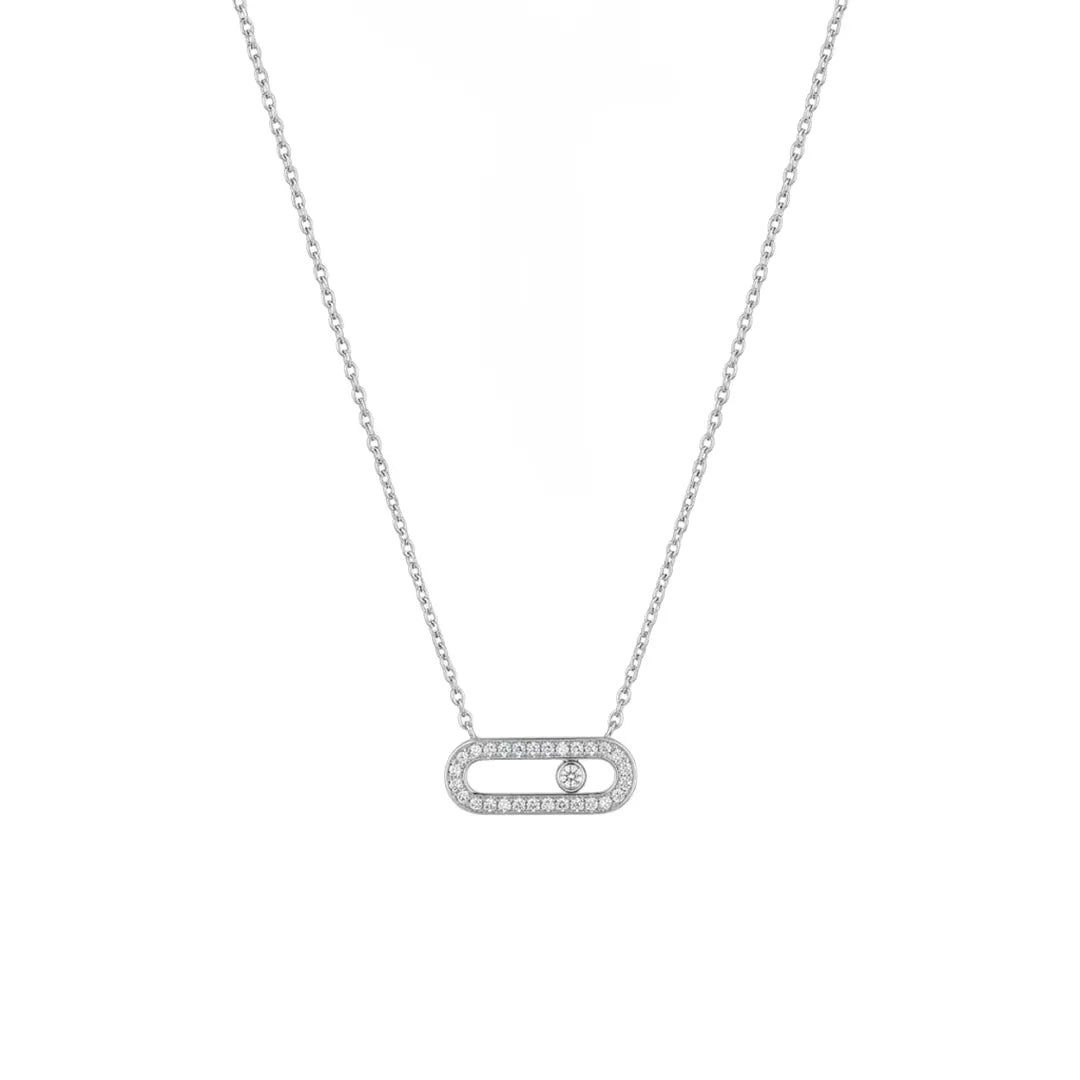 Suzan Gold Kette mit Anhänger Oval Crystal Halskette 925 Sterling Silber – Elegante Silberkette mit