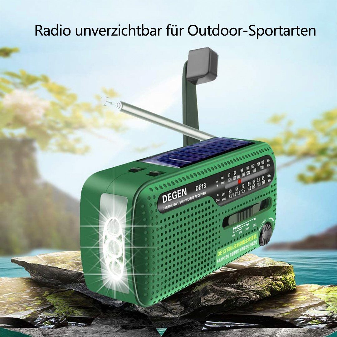 Wandern Kurbelradio Radio (LED Camping Lampe SW Radio Eingebaute AM Solar für DE13 DEGEN Tragbares Ourdoor Gontence Dynamo Notfall) Powerbank FM