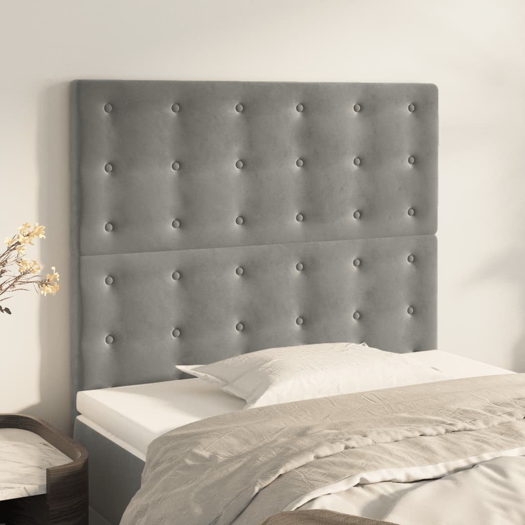 vidaXL Bett Kopfteil Hellgrau 100 x 5 x 118/128 cm Samt (1-tlg)