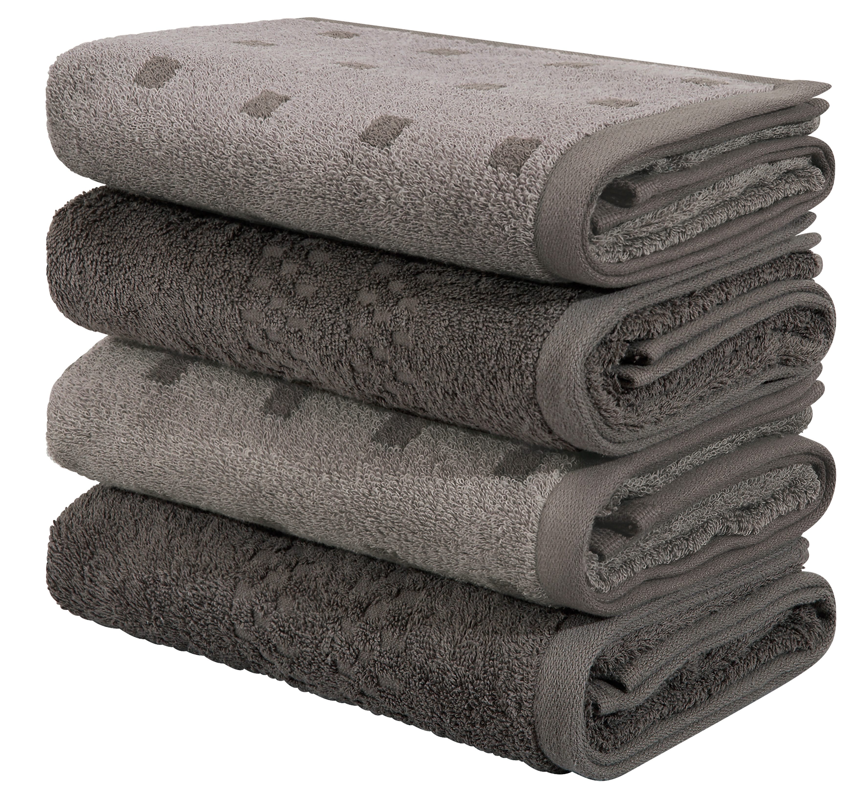 OTTO home Handtuch Regona, Handtücher 50x100cm, als Uni-Set und mit Karomuster, 500gr/m², Frottier (Set, 4-St), Premium Handtücher mit Bordüre, Set, 100% Baumwolle, 5 Jahre Garantie