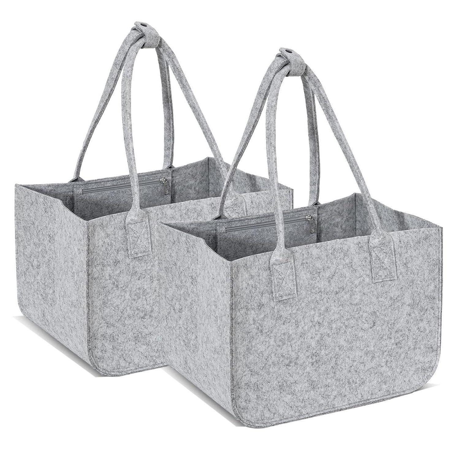 LuxusKollektion Einkaufskorb Filztasche Shopper Groß 30L Hellgrau