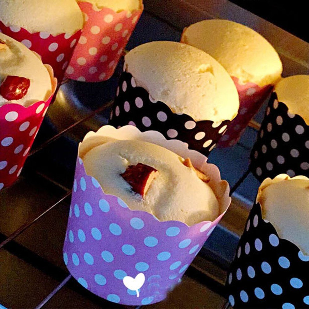 Papier, HIBNOPN Einweg Stück, Formen Muffinform Backbecher, 100 Muffinförmchen (100-tlg) Cupcake