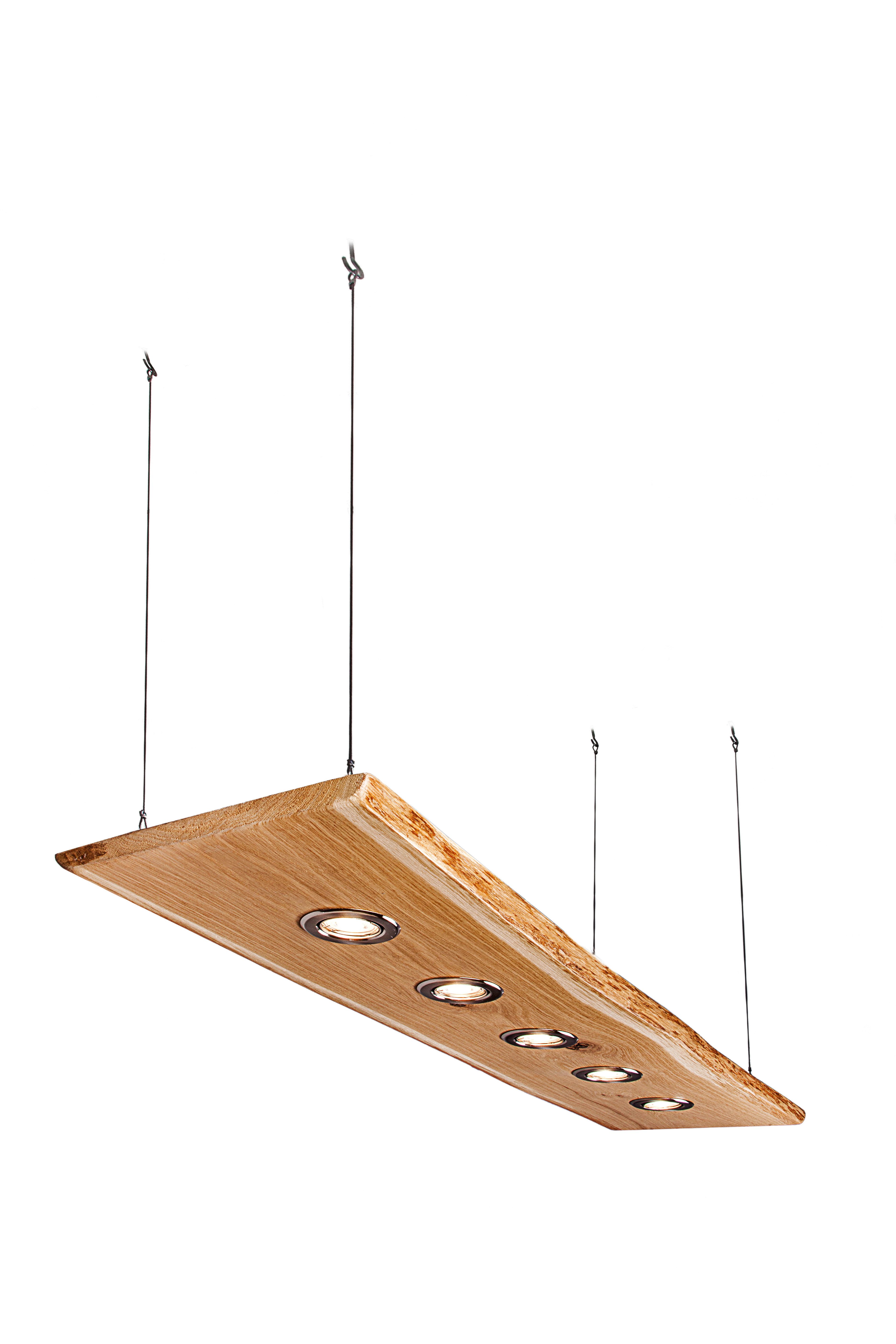 Blockholz-Schmiede Pendelleuchte Eiche ohne Rinde 80cm - 120cm Smart Home Hängeleuchte, LED wechselbar, warmweiß – Bild 5 von 5