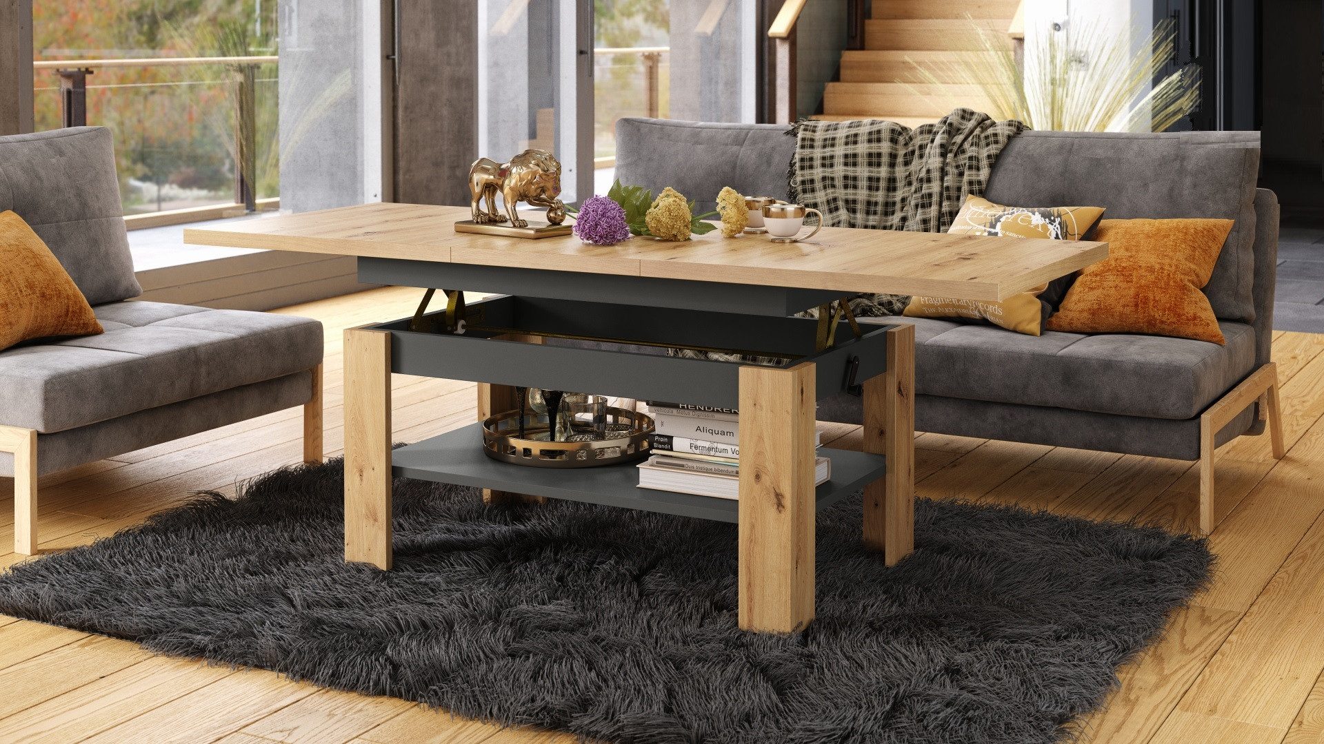designimpex Couchtisch Design Rio stufenlos höhenverstellbar günstig online kaufen