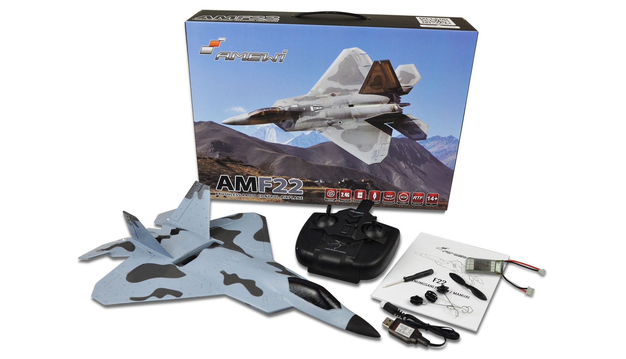 Thumbnail - Amewi RC-Bagger Amewi RC F22 Flugzeug Brushless 3D/6G 3 Kanal 2,4GHz RTF