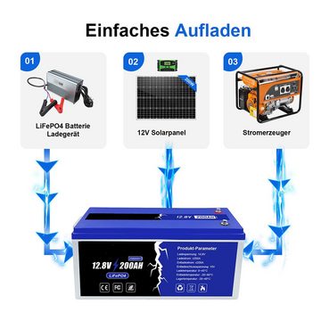 PFCTART 12.8V Lithium-Eisenphosphat-Akku, 200AH Bleiakkus